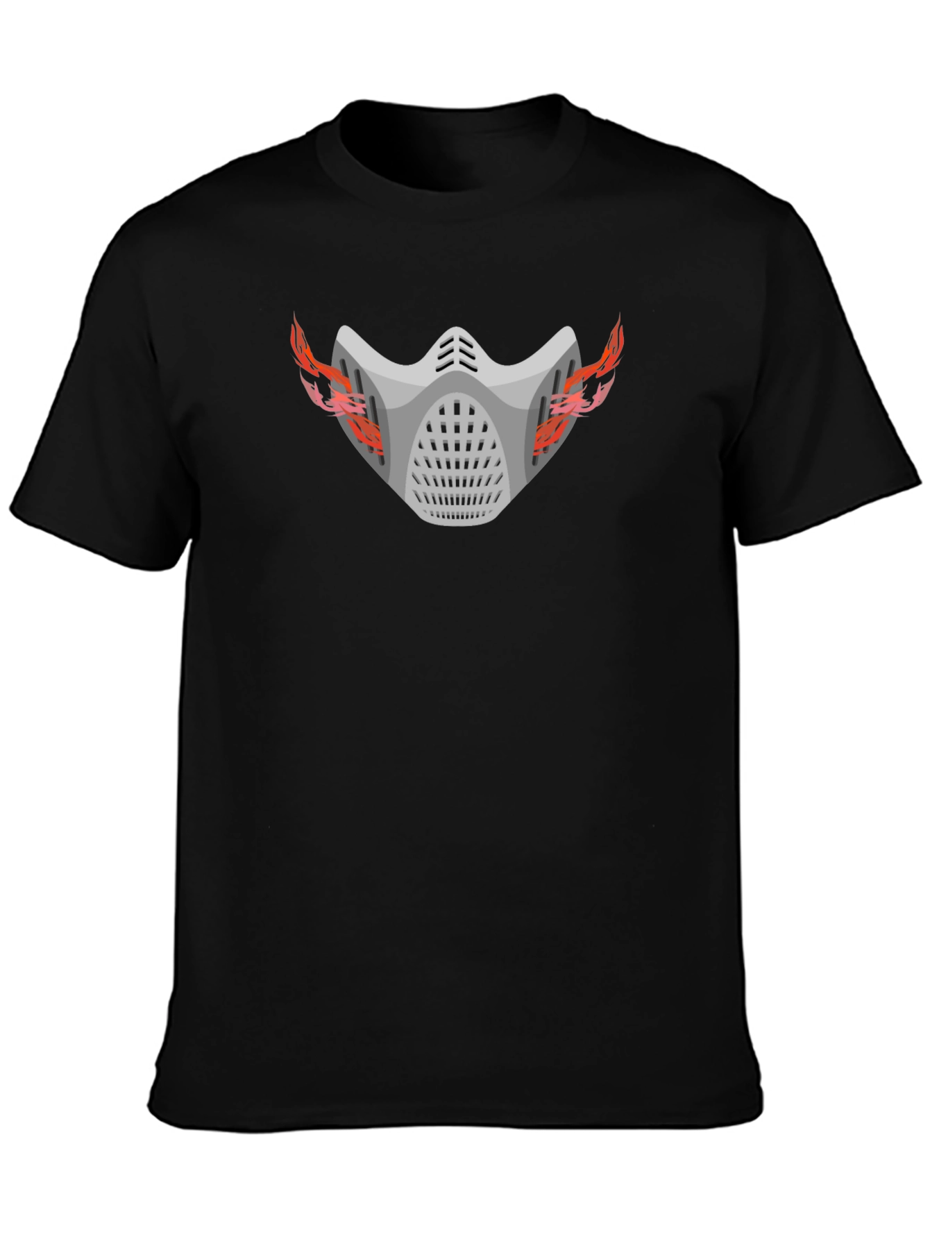 Masked Flames Graphic Black T-Shirt
