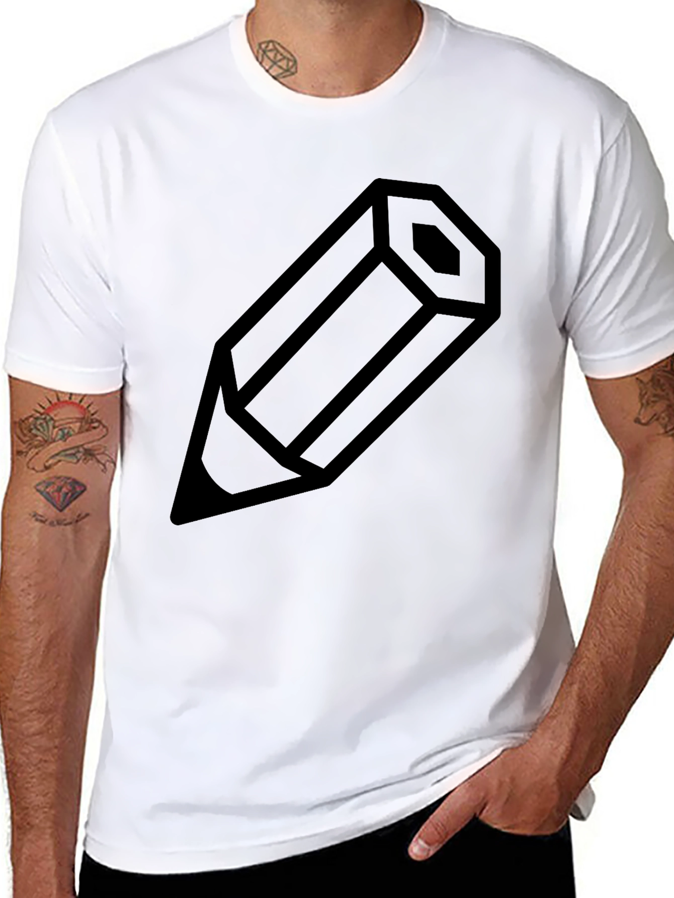 Pencil Graphic Tee - Minimalist Design