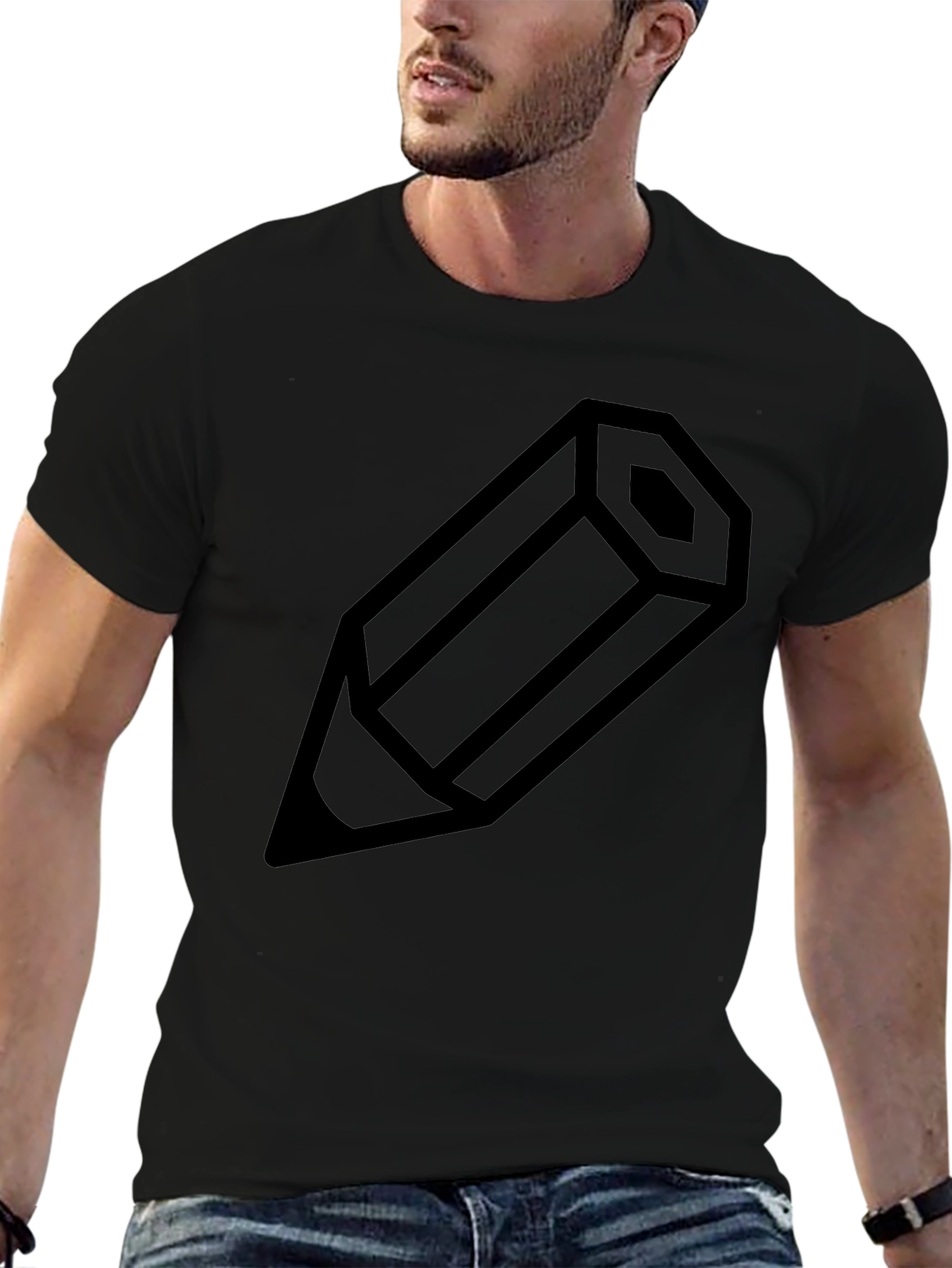 Pencil Graphic Tee - Minimalist Design