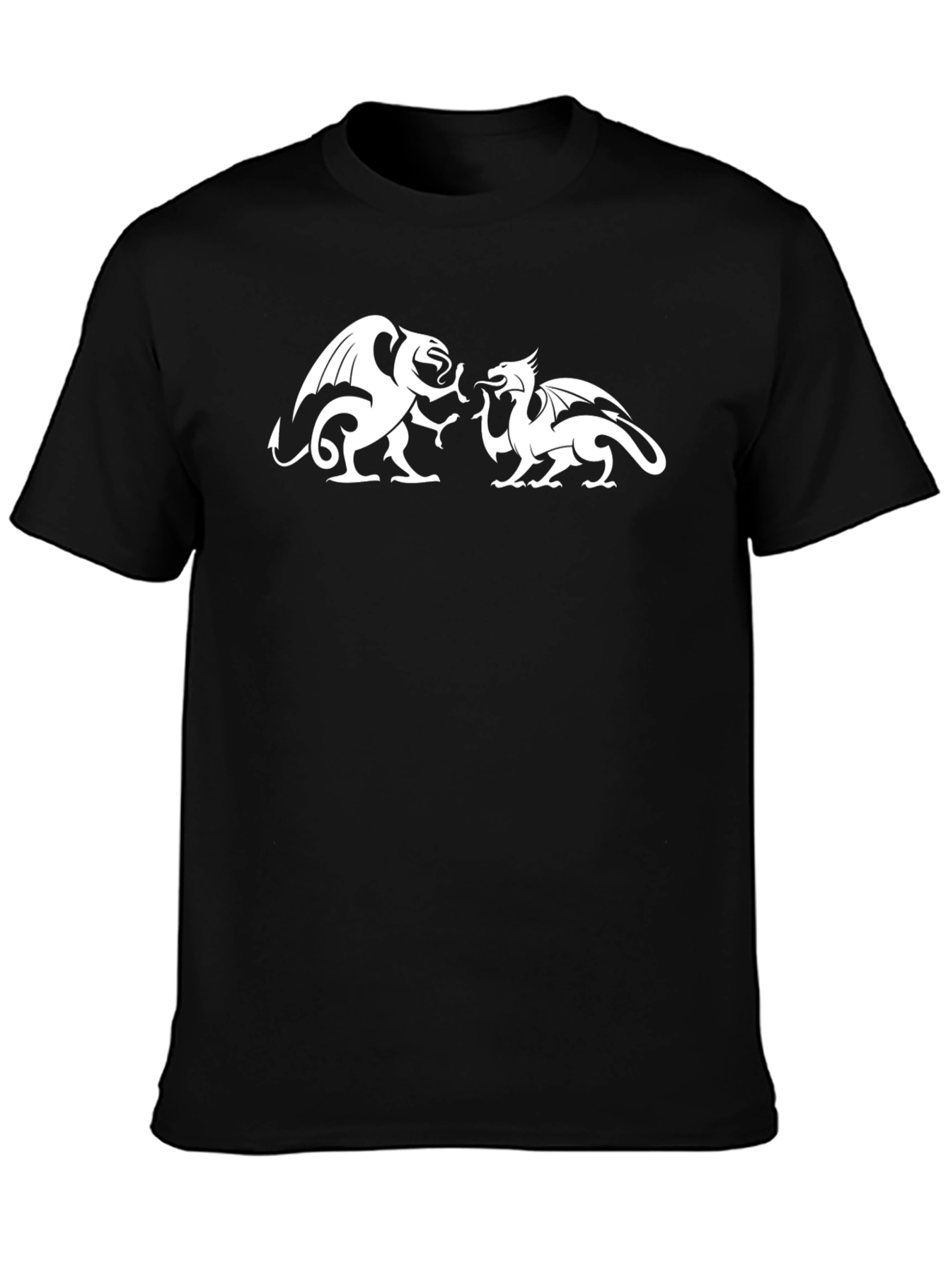 Dragon Duel Graphic Tee - Black Cotton Shirt