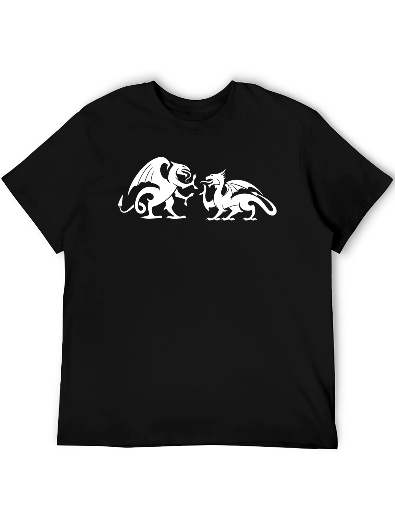 Dragon Duel Graphic Tee - Black Cotton Shirt