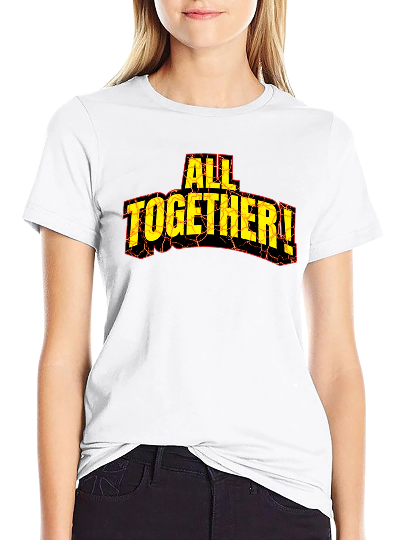 All Together! Graphic Print Tee - Black Cotton T-Shirt