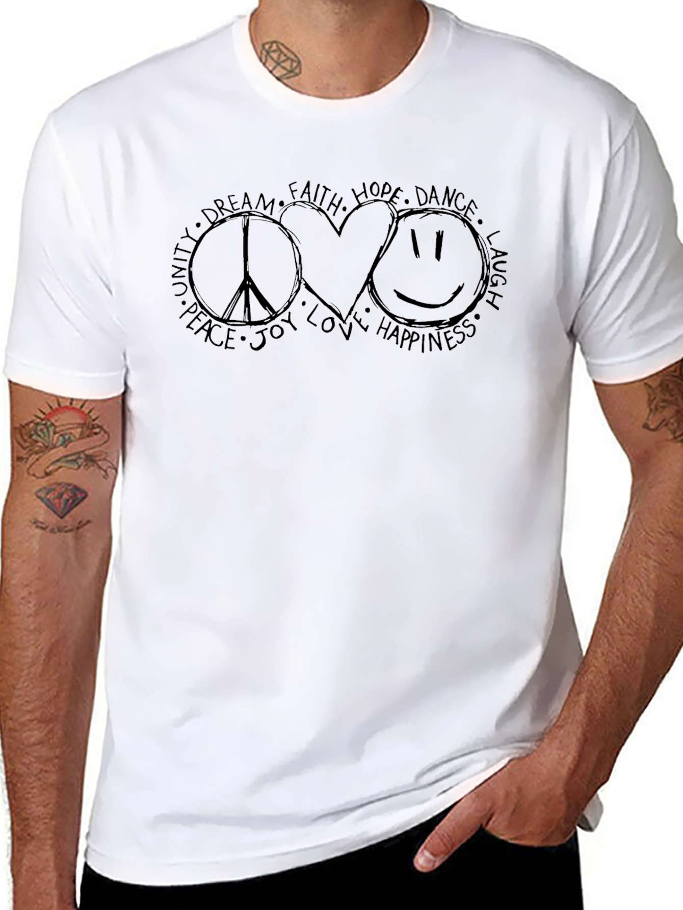 Peace Love Happiness Graphic T-Shirt