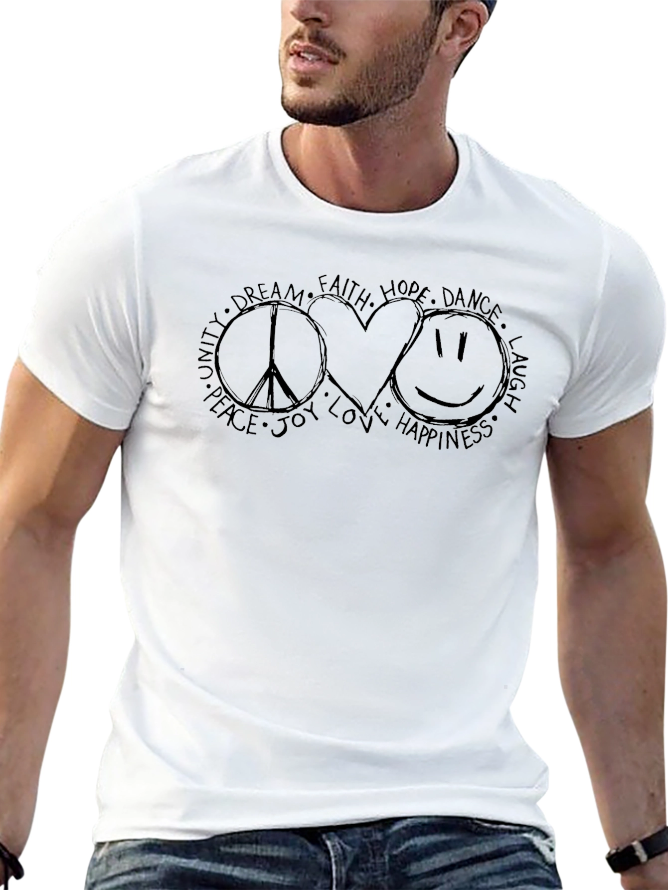 Peace Love Happiness Graphic T-Shirt