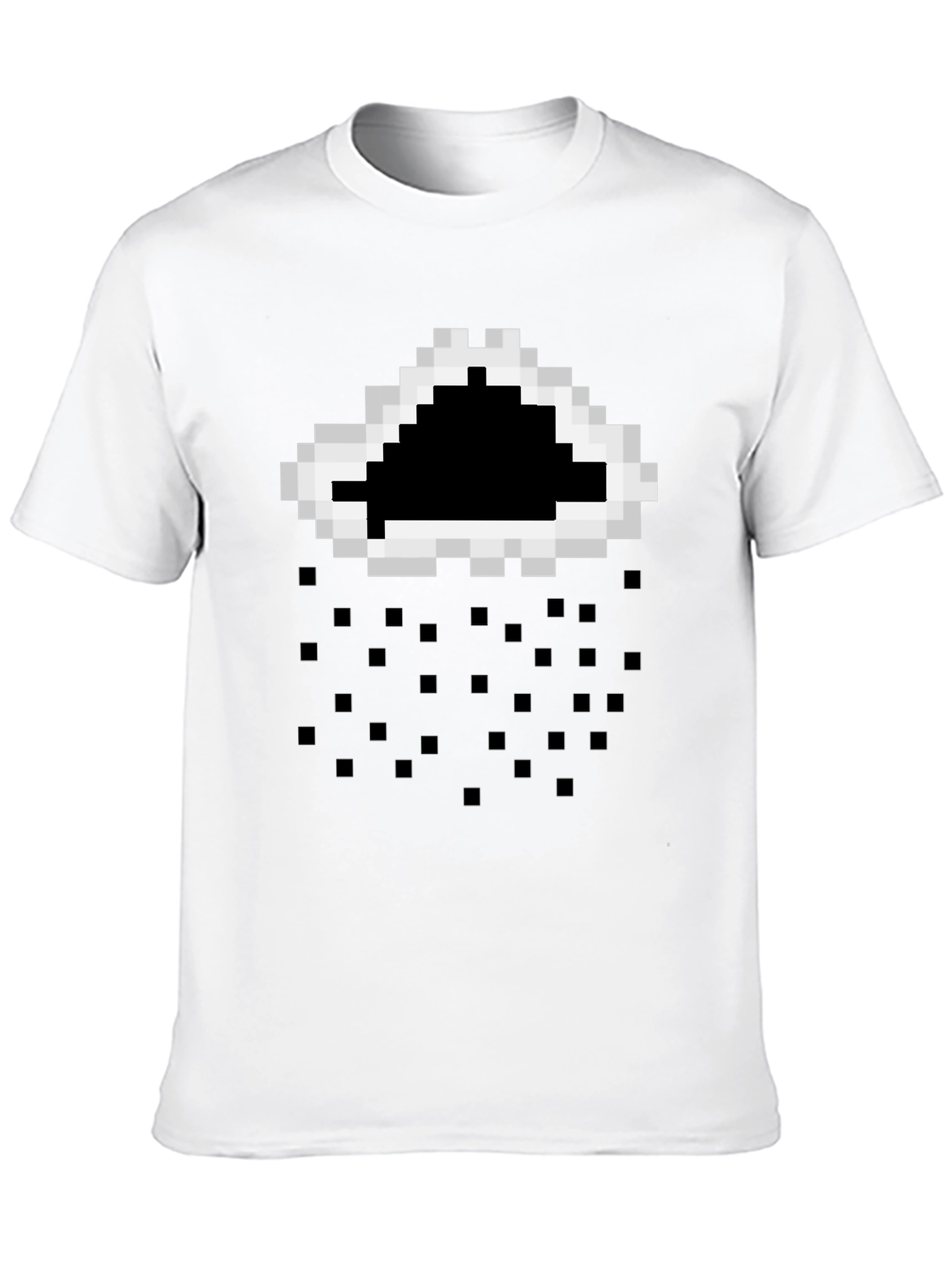 Pixelated Cloud Rain T-Shirt - Black