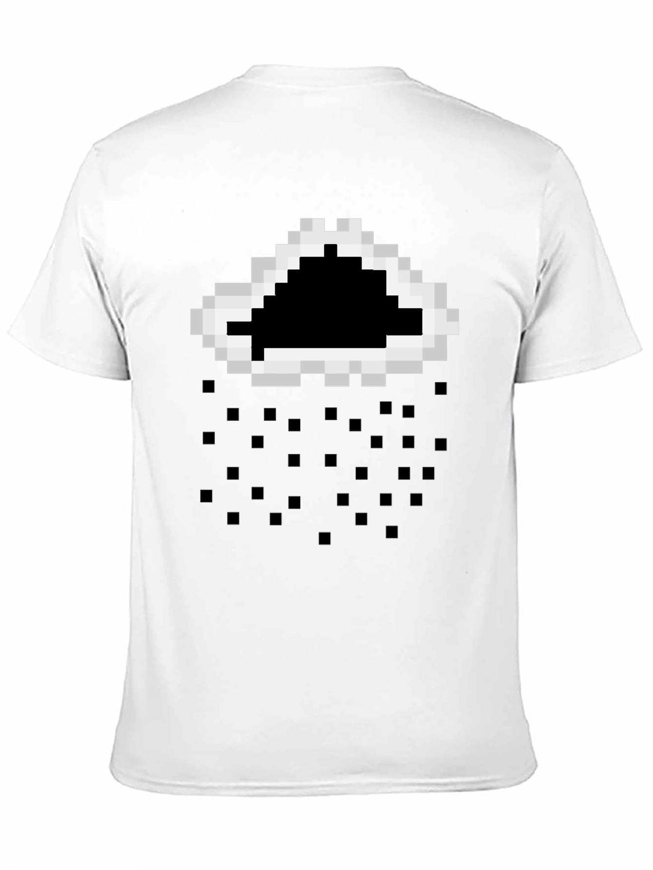 Pixelated Cloud Rain T-Shirt - Black