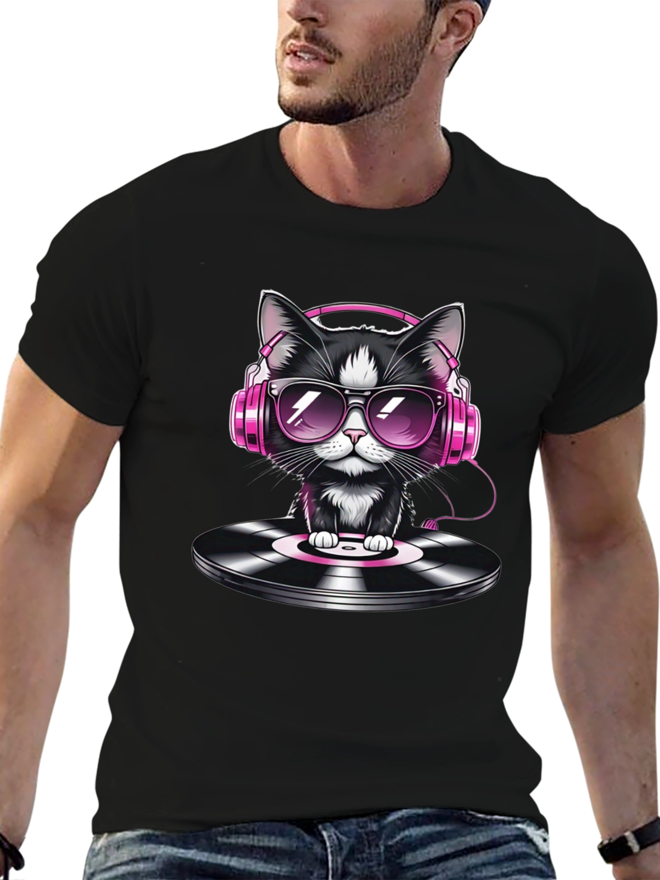 DJ Cat T-Shirt - Cool Cat on Vinyl