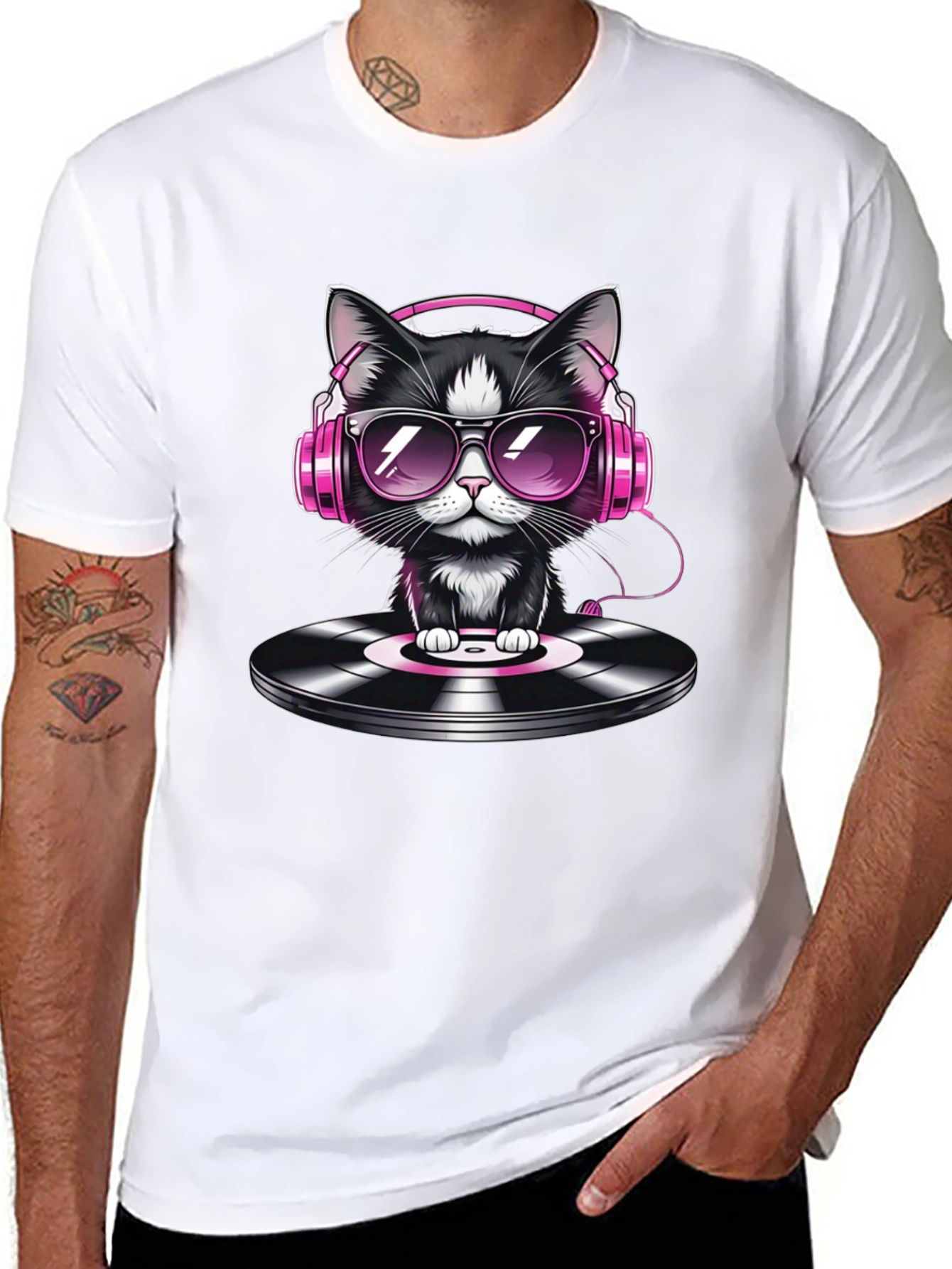 DJ Cat T-Shirt - Cool Cat on Vinyl