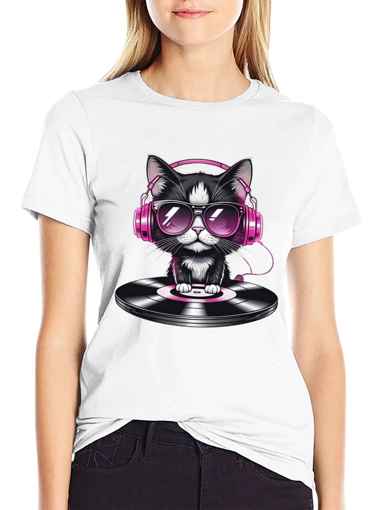 DJ Cat T-Shirt - Cool Cat on Vinyl