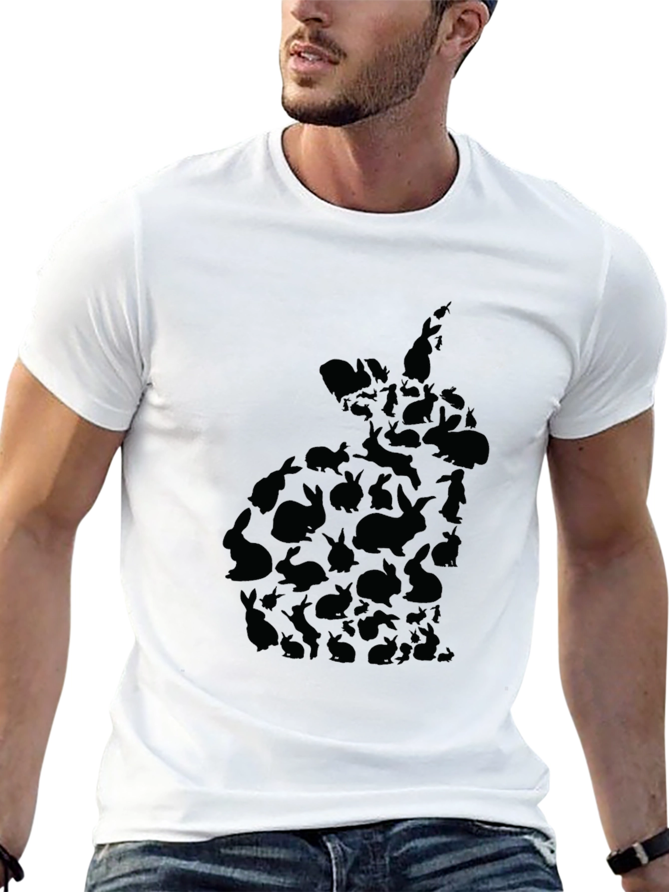 Rabbit Silhouette Black T-Shirt