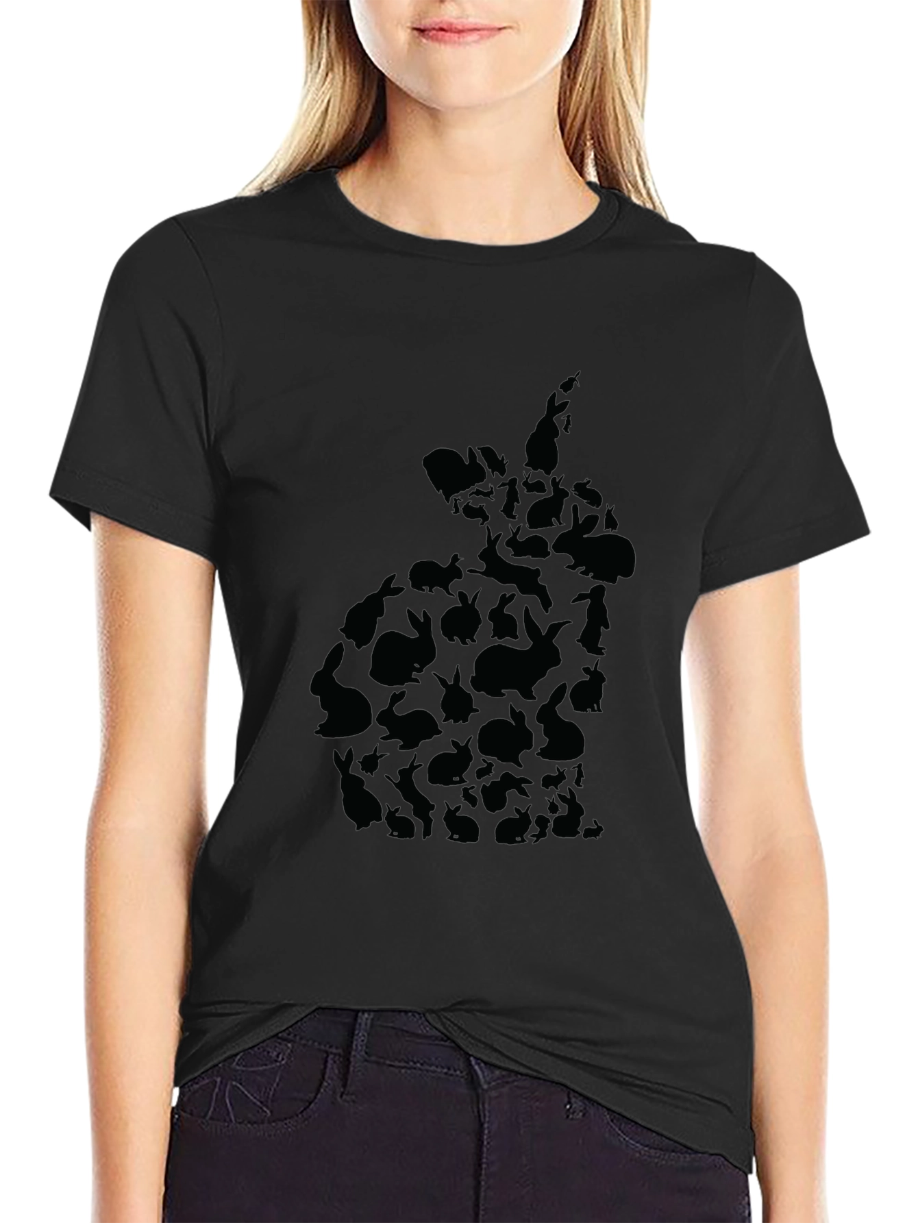Rabbit Silhouette Black T-Shirt