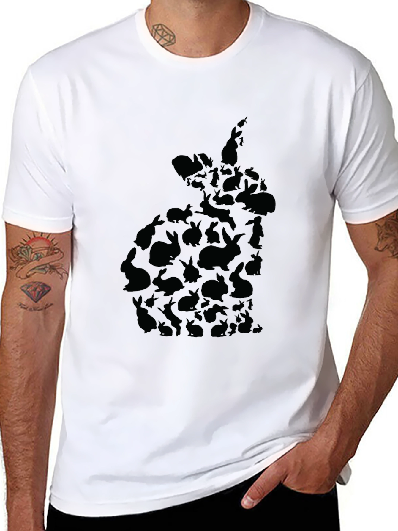 Rabbit Silhouette Black T-Shirt