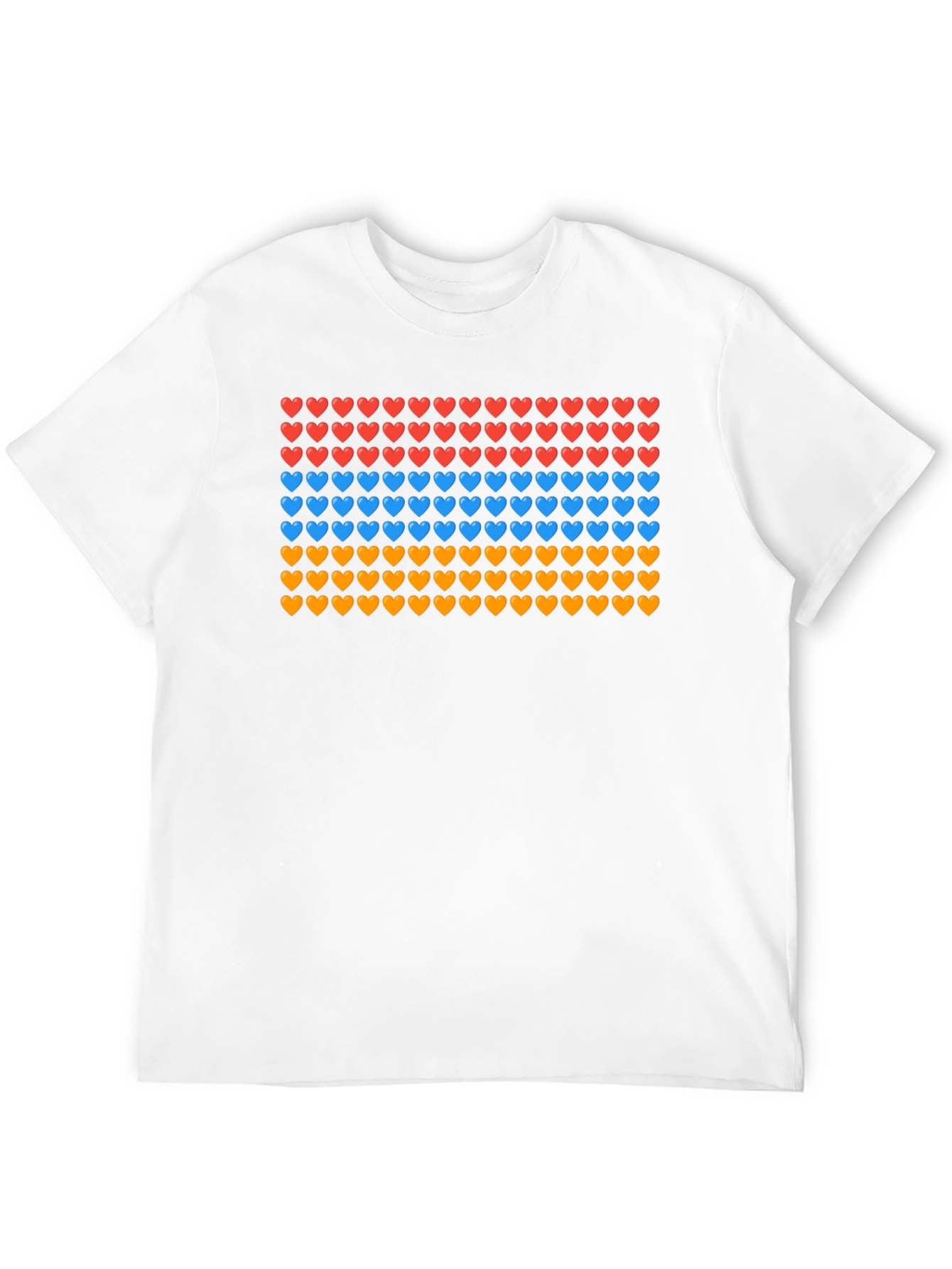 Heart Pattern T-Shirt - Red Blue Orange