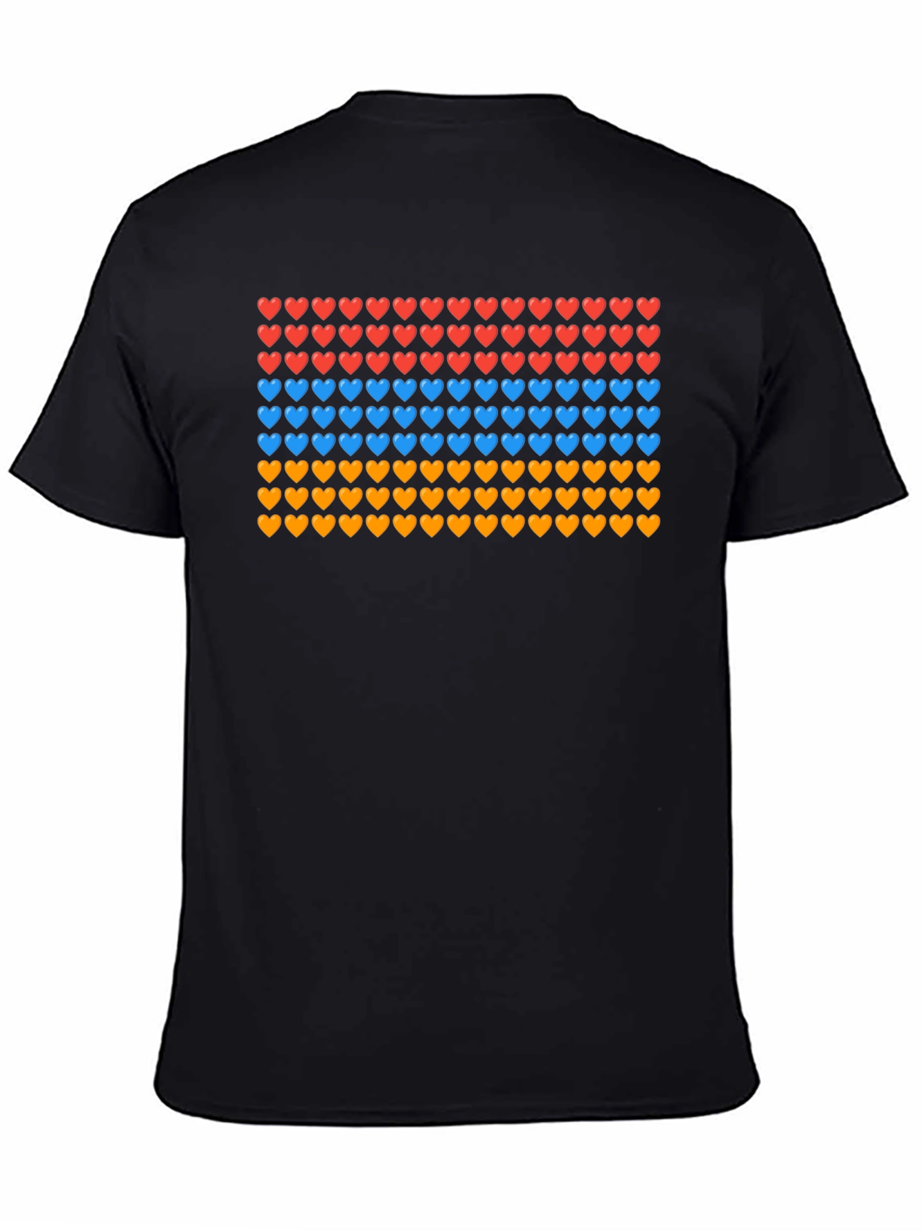 Heart Pattern T-Shirt - Red Blue Orange