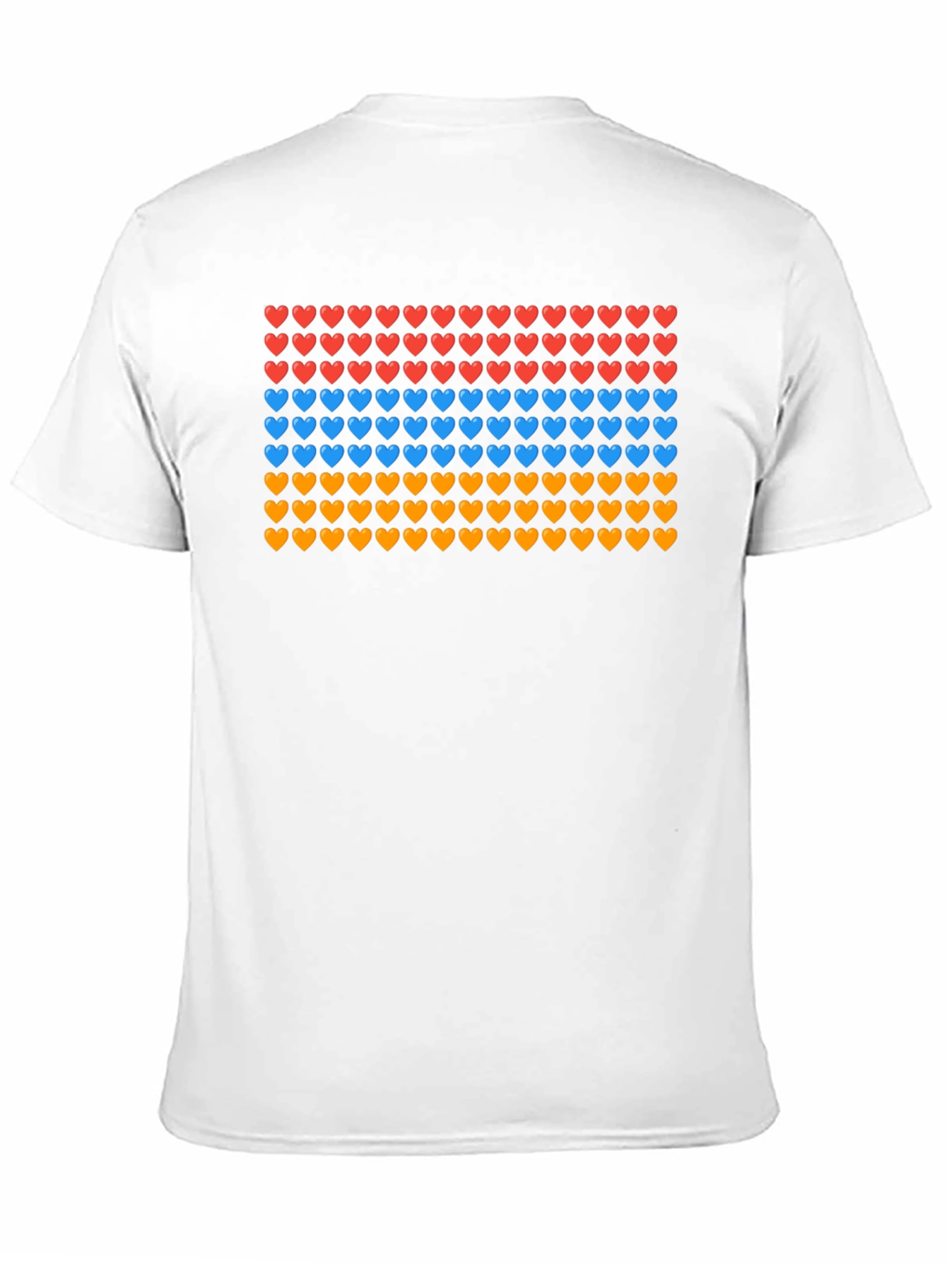 Heart Pattern T-Shirt - Red Blue Orange