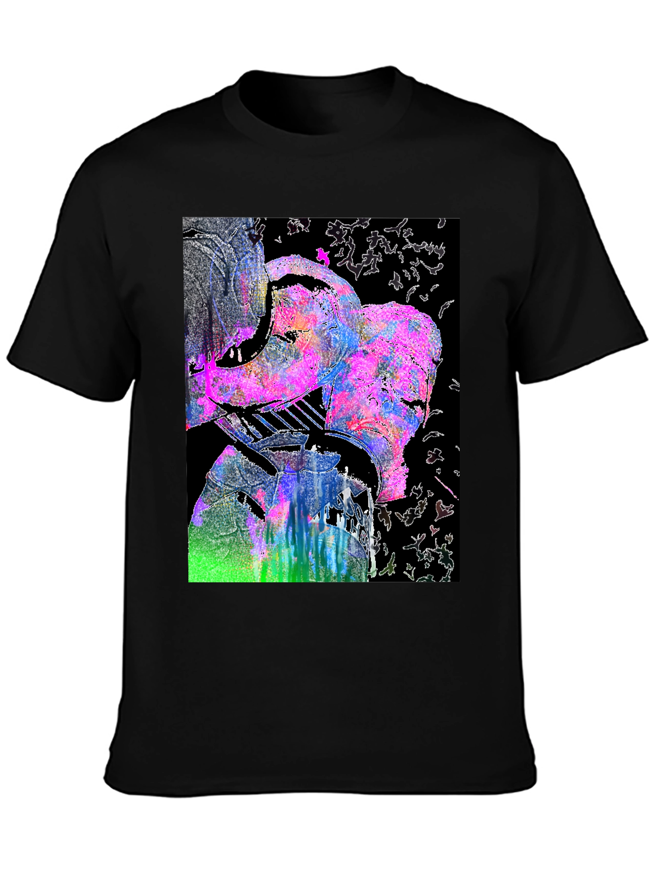 Abstract Art Graphic Print Mens Black T-Shirt