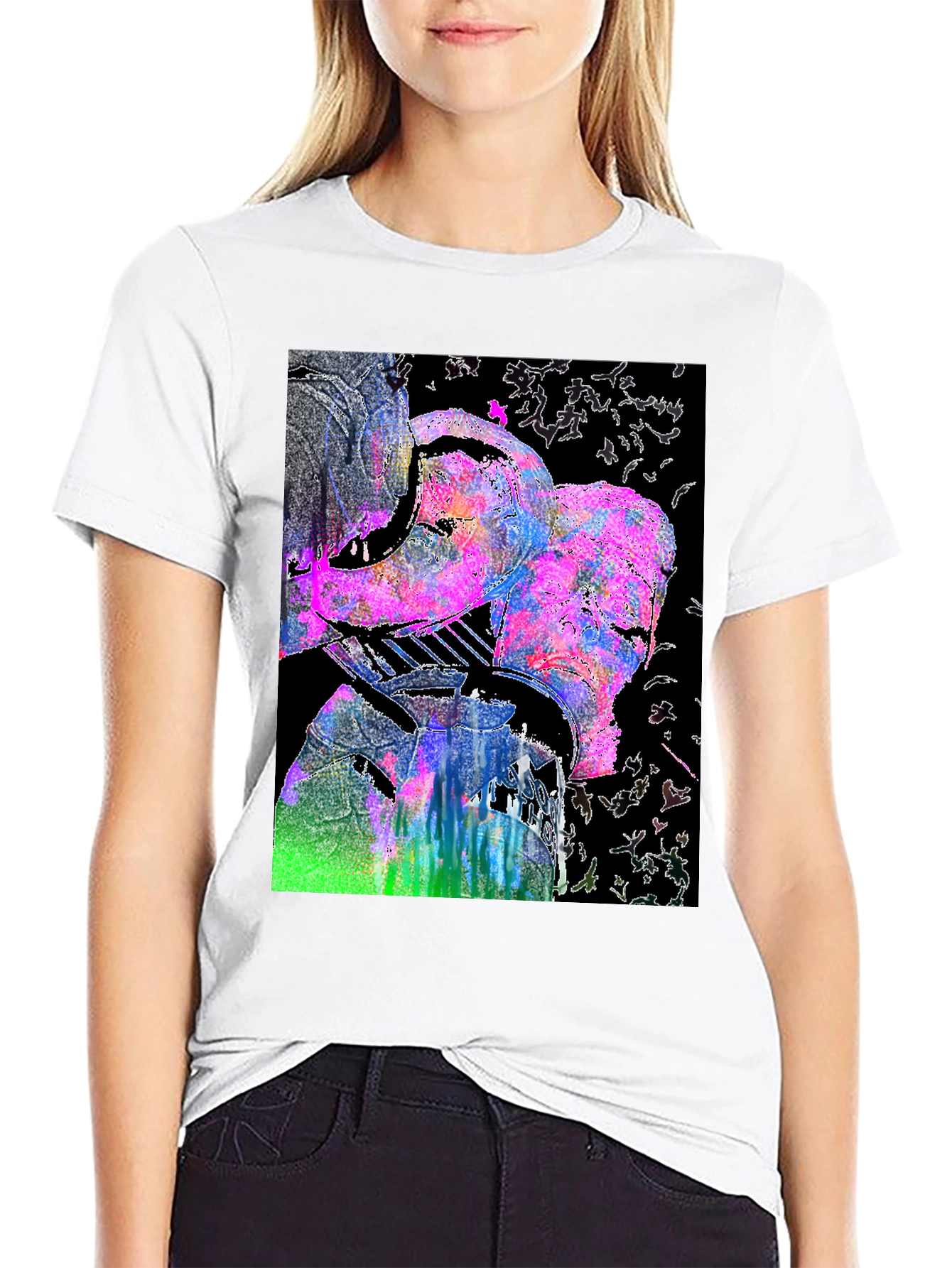 Abstract Art Graphic Print Mens Black T-Shirt