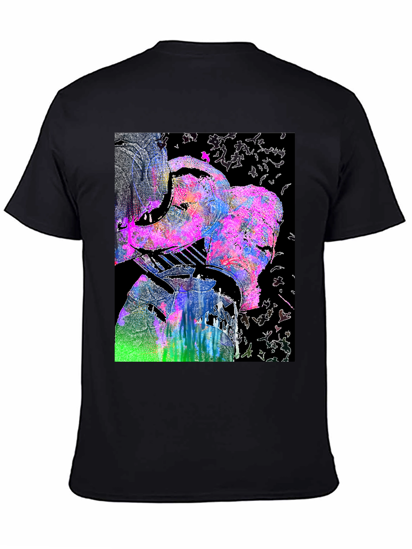 Abstract Art Graphic Print Mens Black T-Shirt