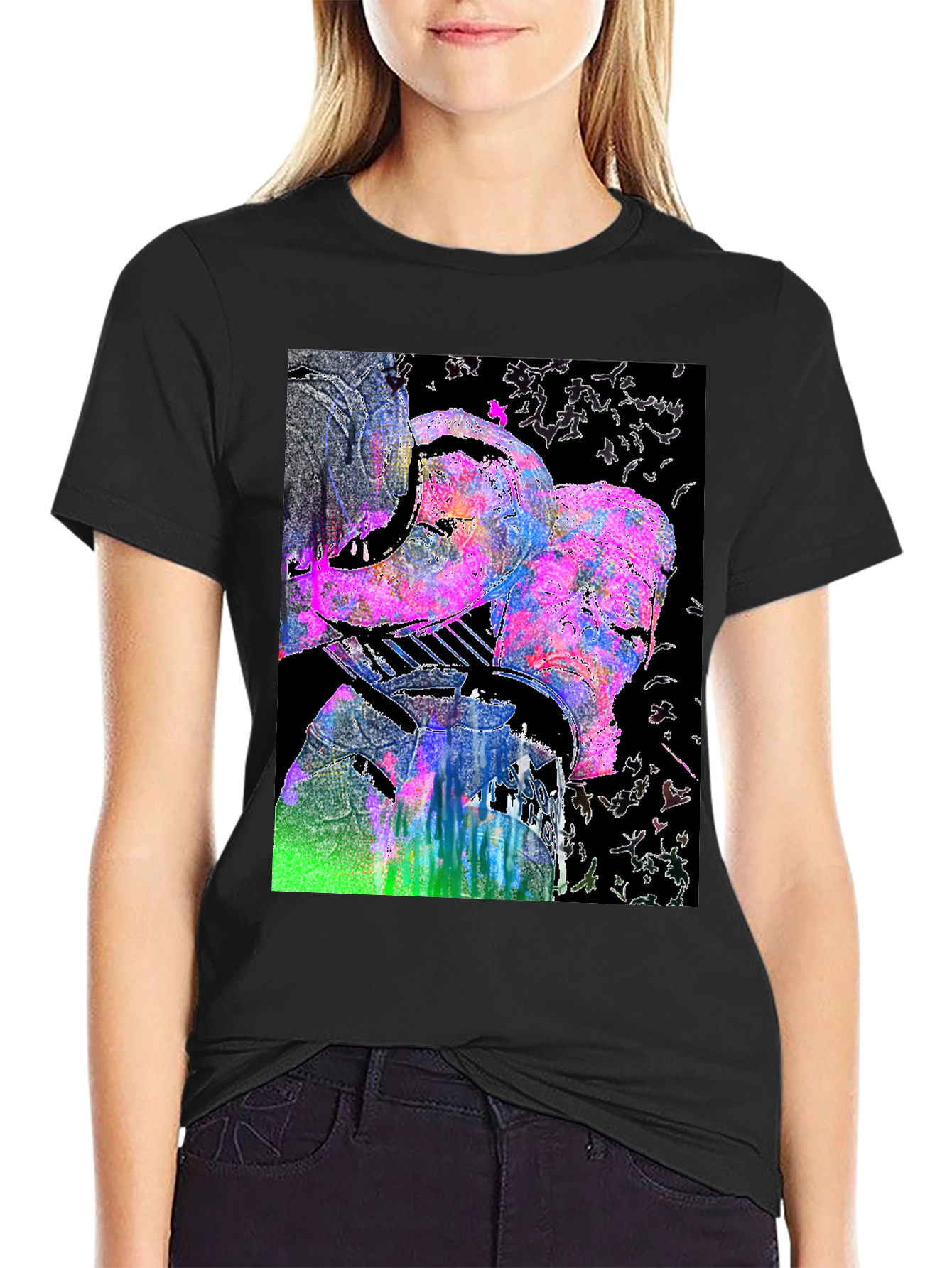 Abstract Art Graphic Print Mens Black T-Shirt