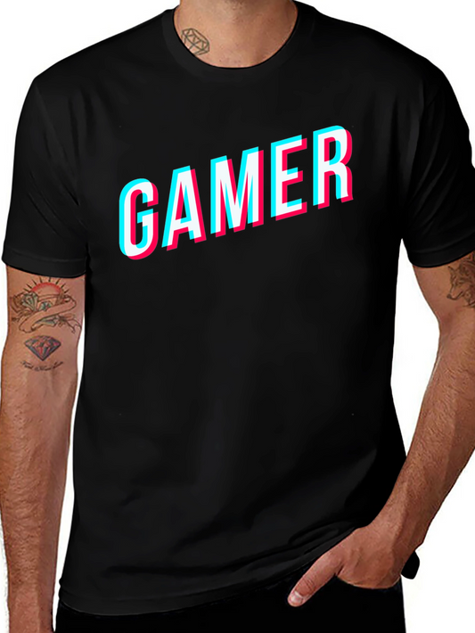 Gamer Glitch Style Black T-Shirt