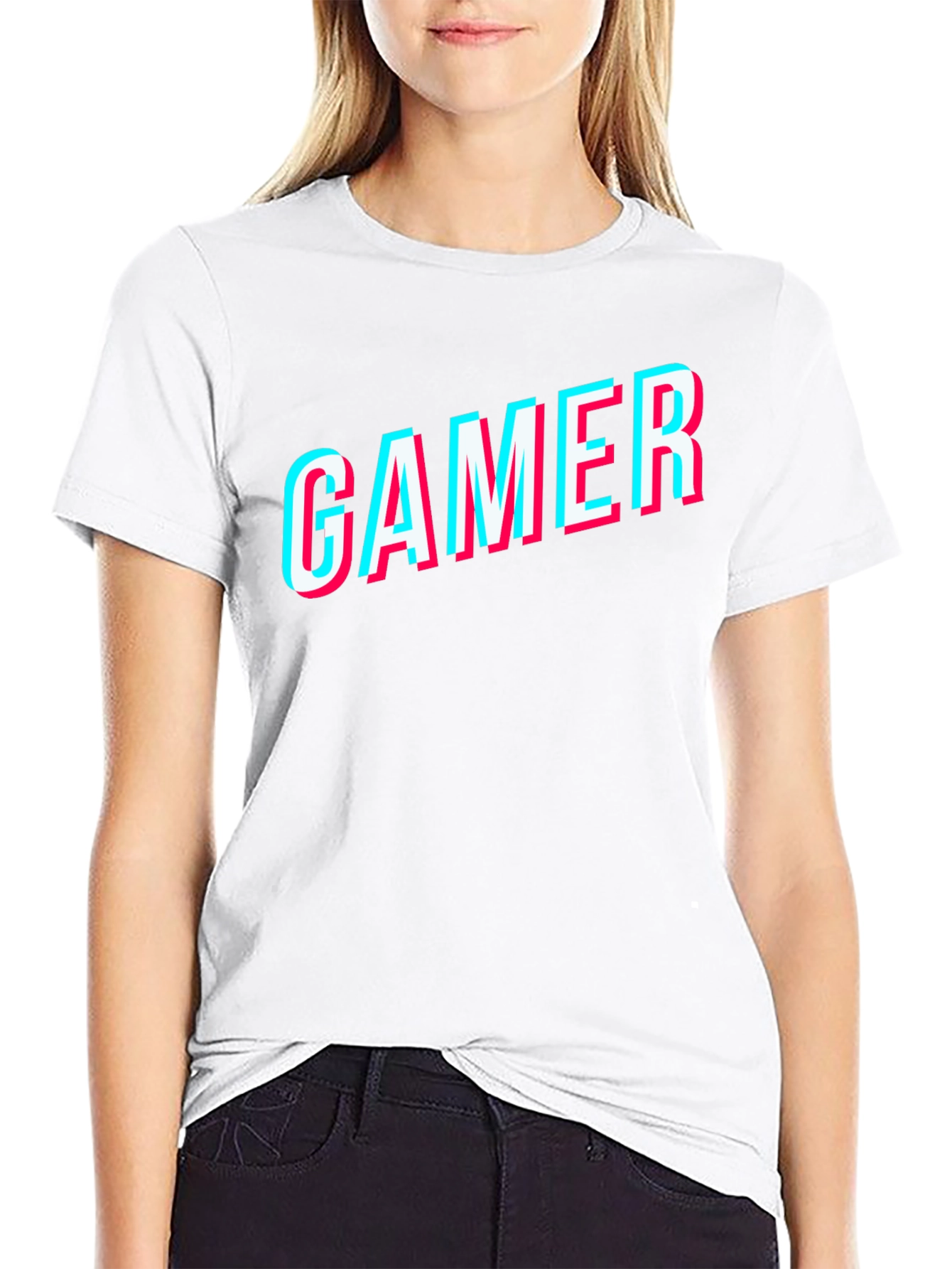 Gamer Glitch Style Black T-Shirt