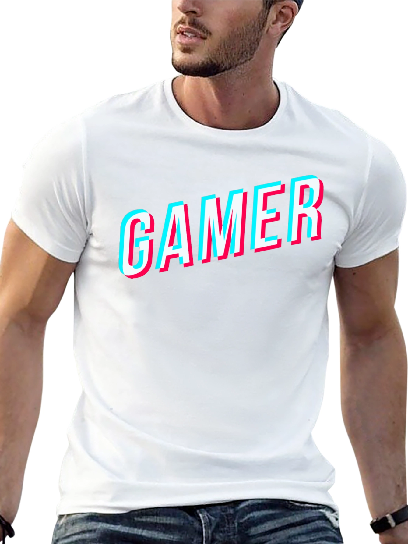 Gamer Glitch Style Black T-Shirt