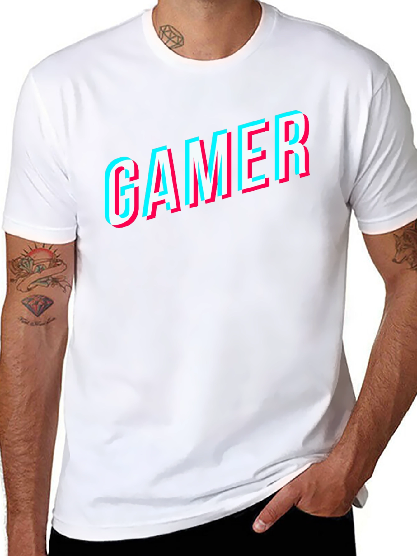 Gamer Glitch Style Black T-Shirt
