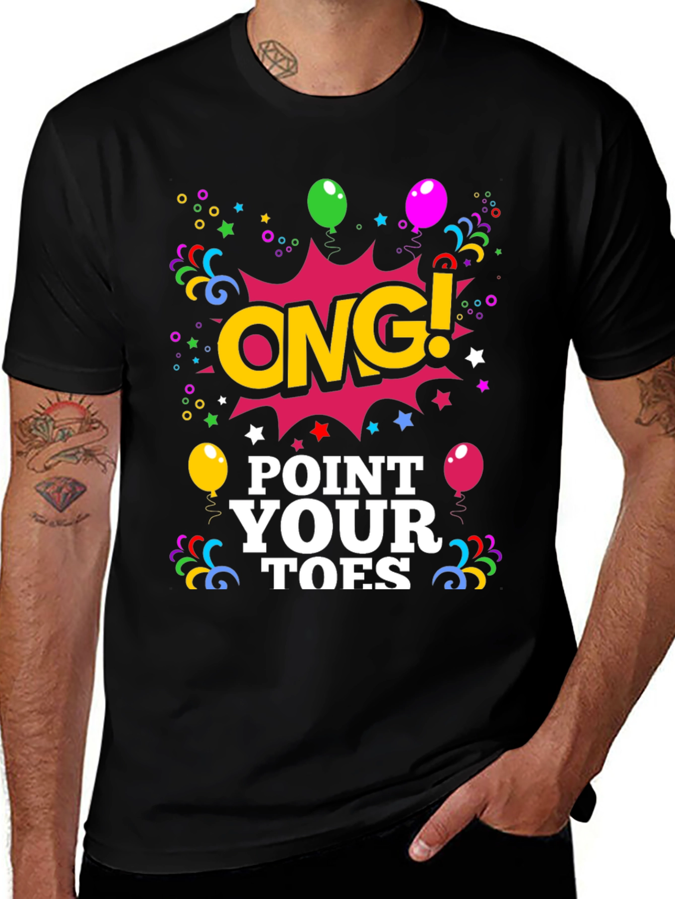 ONG! Point Your Toes Black Graphic Tee