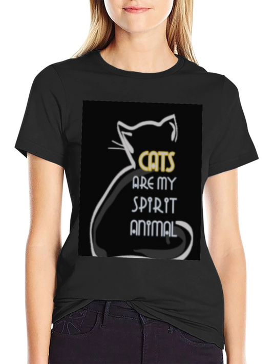 Cats are My Spirit Animal Black Graphic Tee