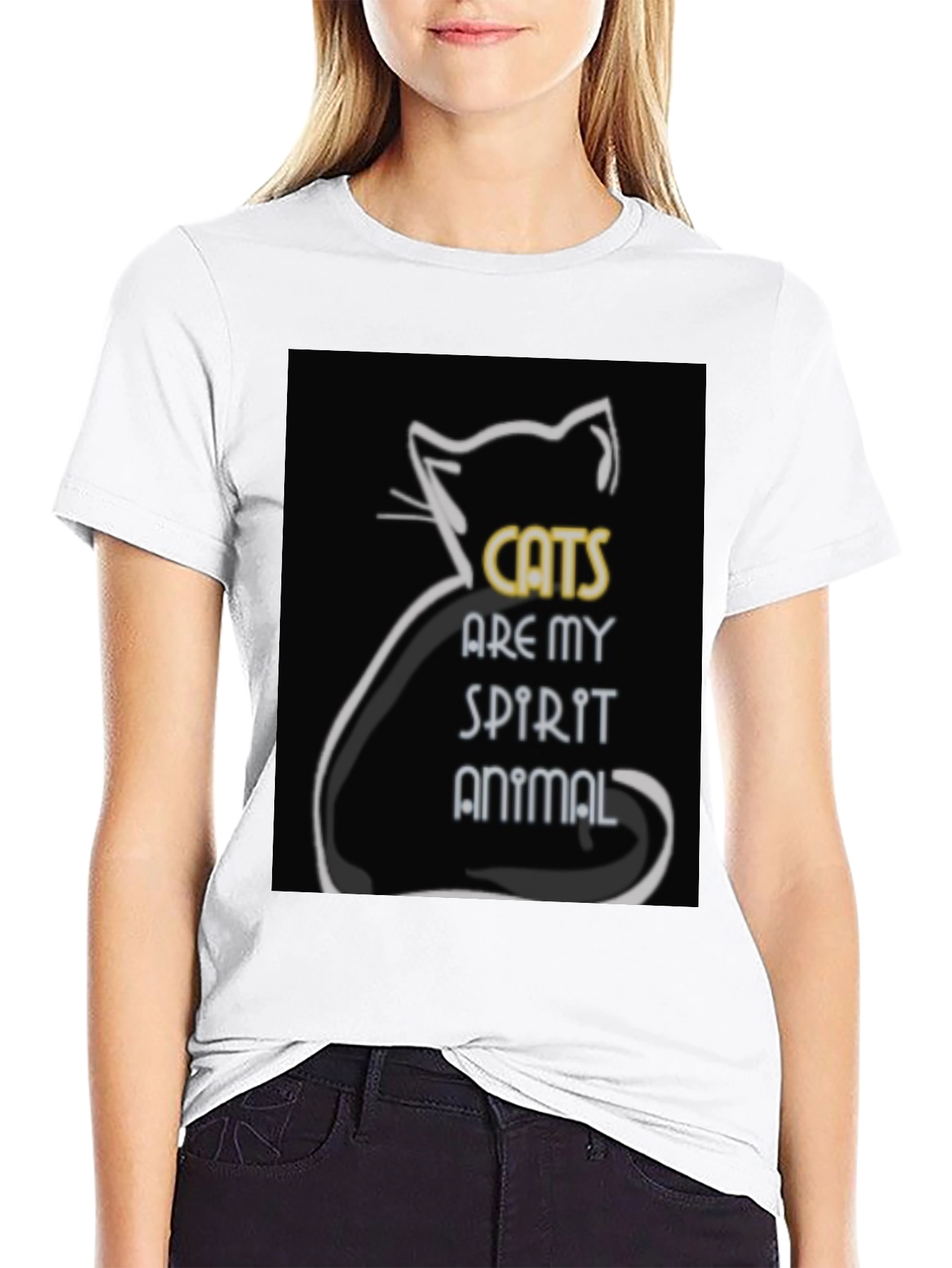 Cats are My Spirit Animal Black Graphic Tee