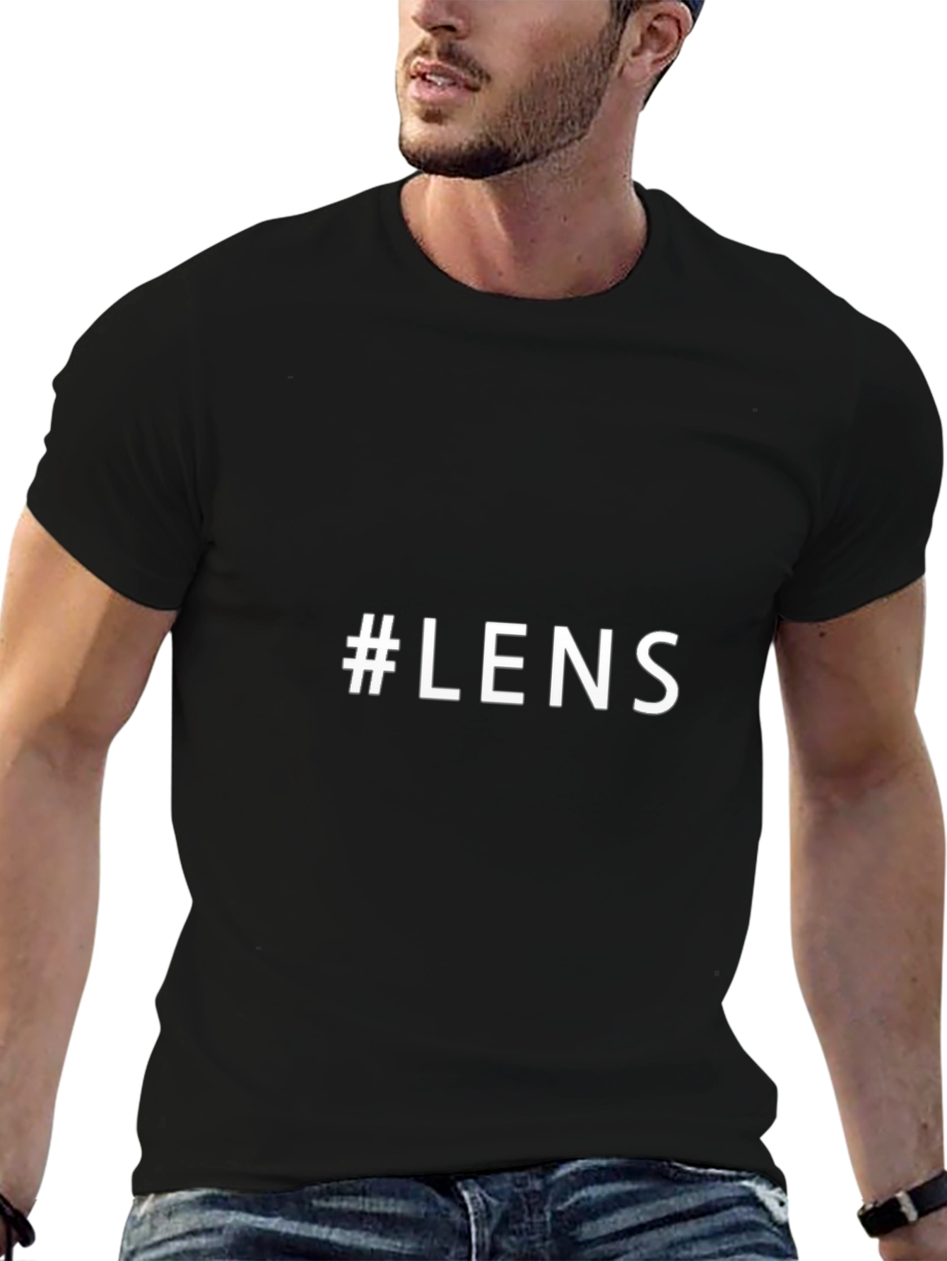 #LENS Black Graphic Tee - Modern Casual Style