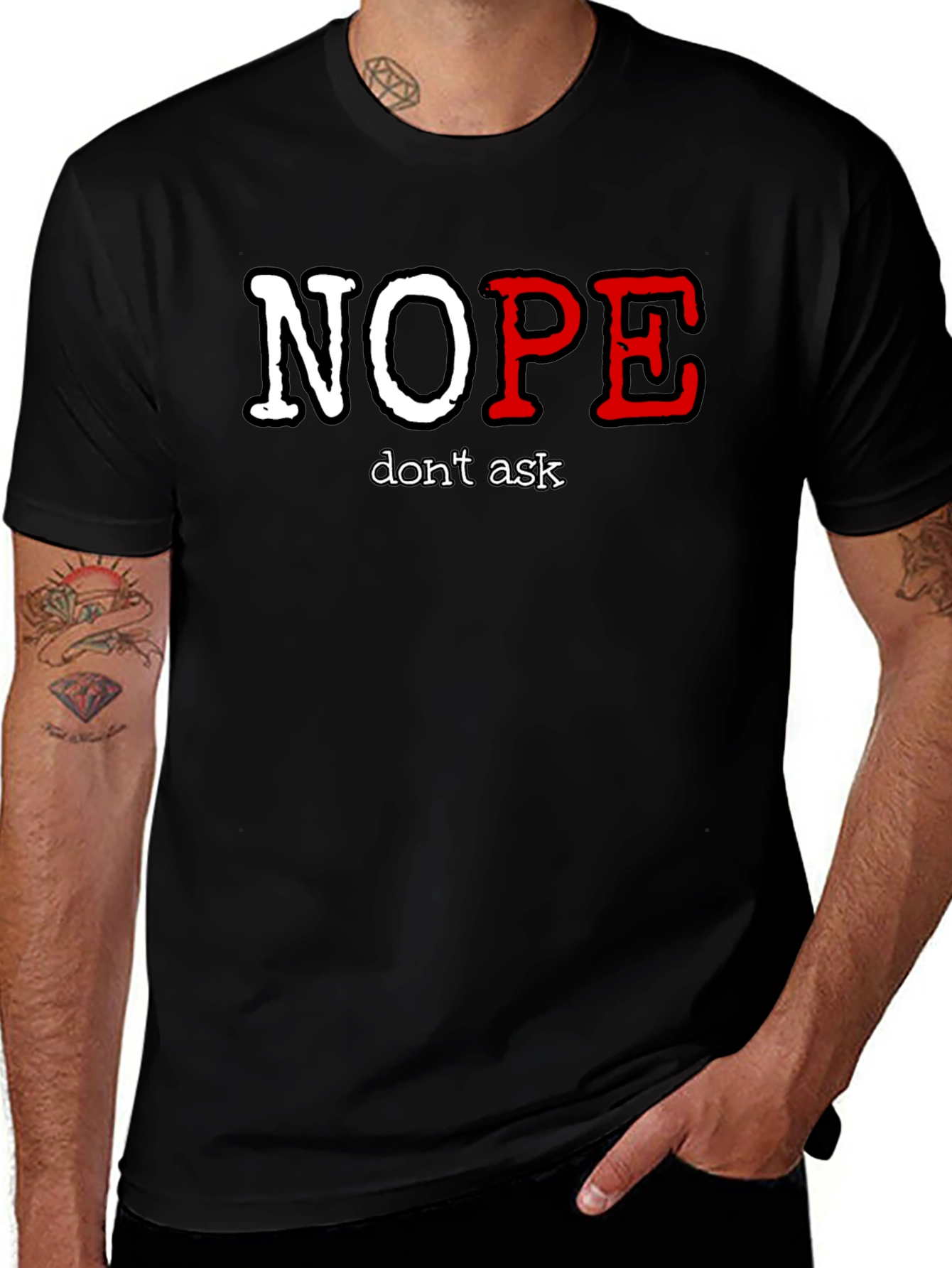 Nope Dont Ask Graphic Tee - Mens Black T-Shirt