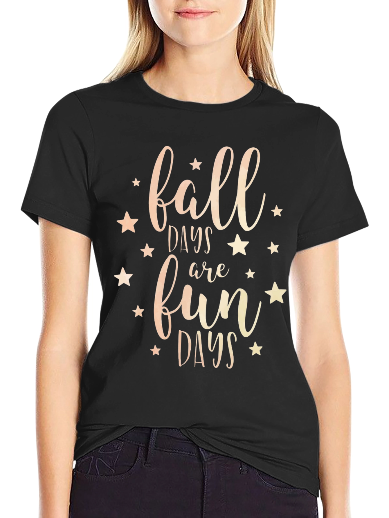 Fall Days Fun Days Black Graphic Tee Shirt