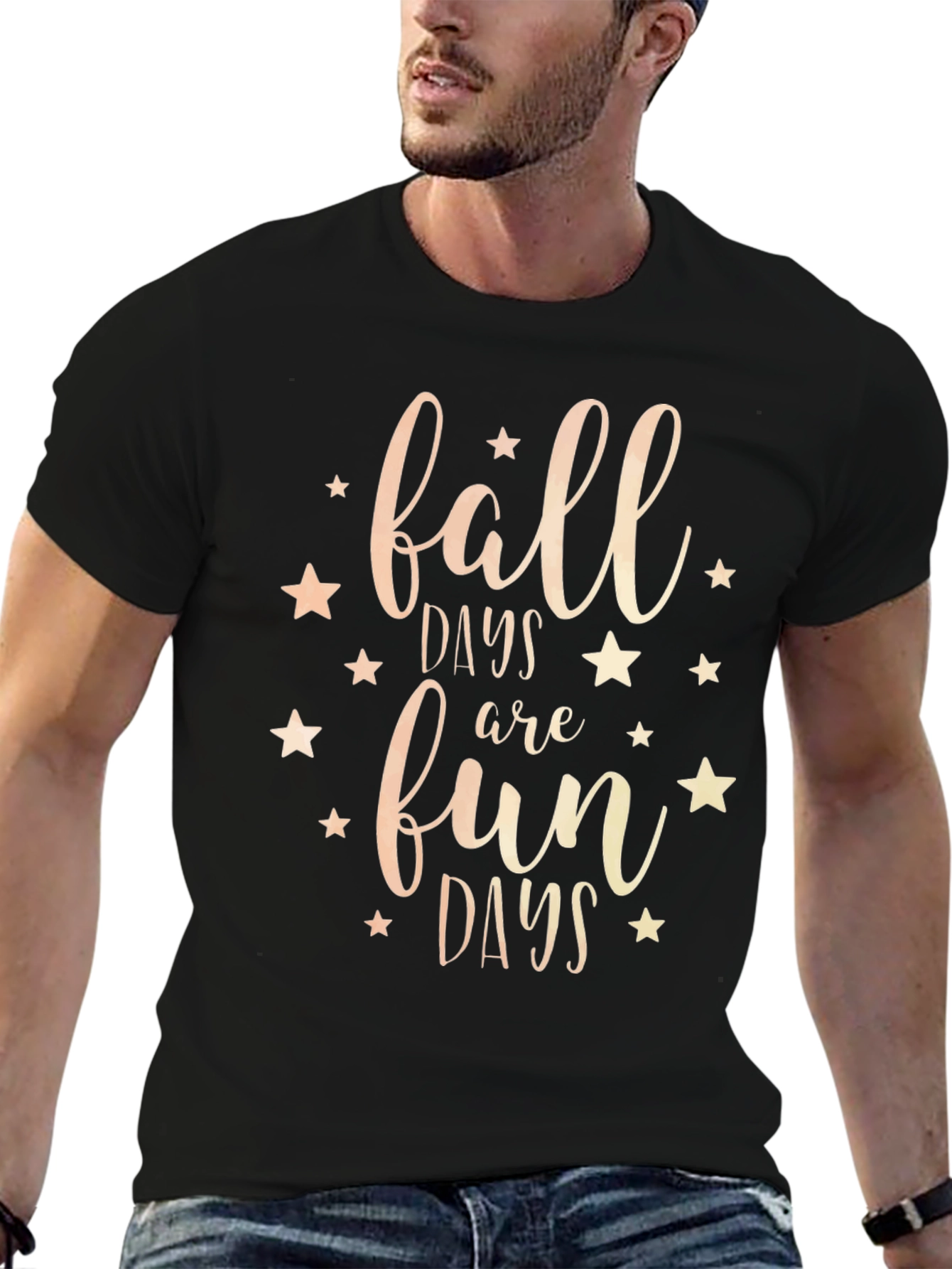 Fall Days Fun Days Black Graphic Tee Shirt