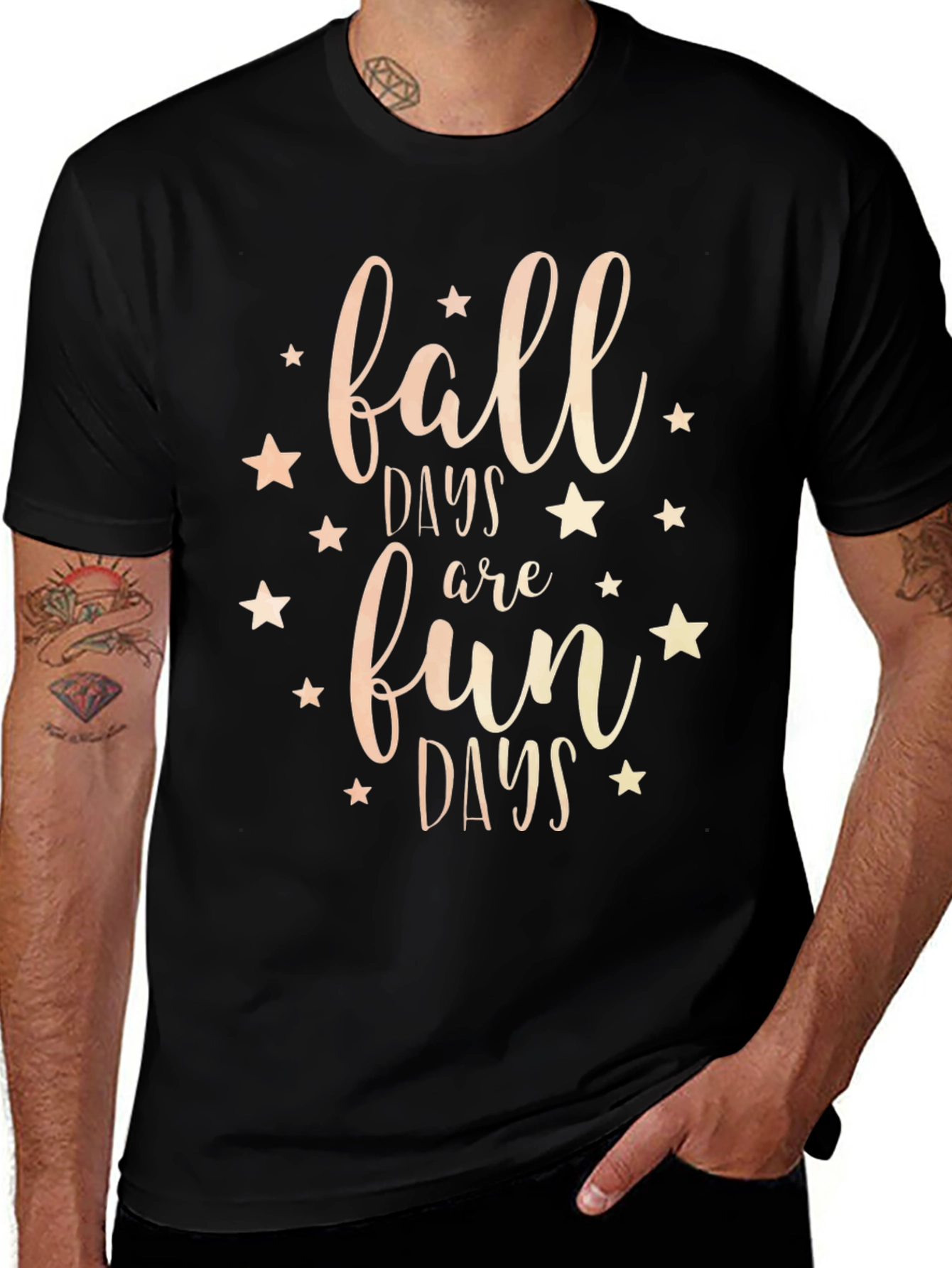 Fall Days Fun Days Black Graphic Tee Shirt