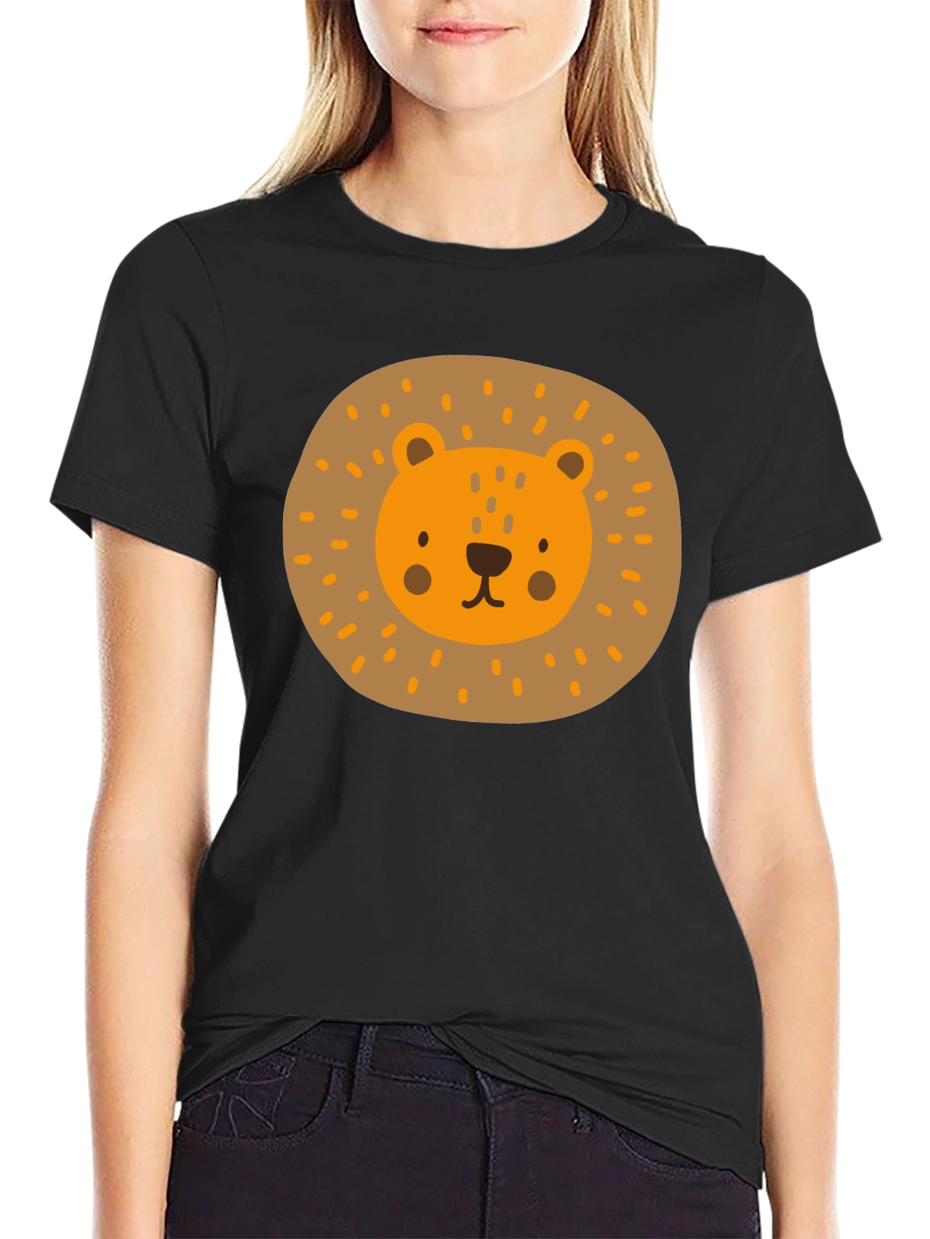 Cute Lion Graphic Tee - Mens Black T-Shirt