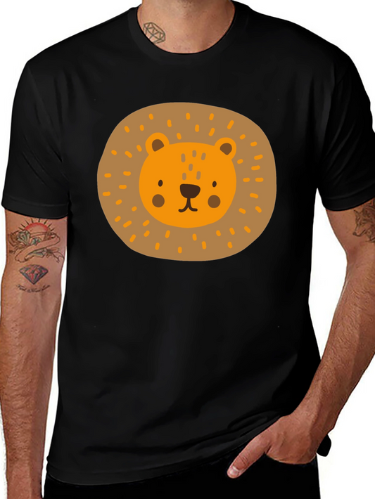 Cute Lion Graphic Tee - Mens Black T-Shirt