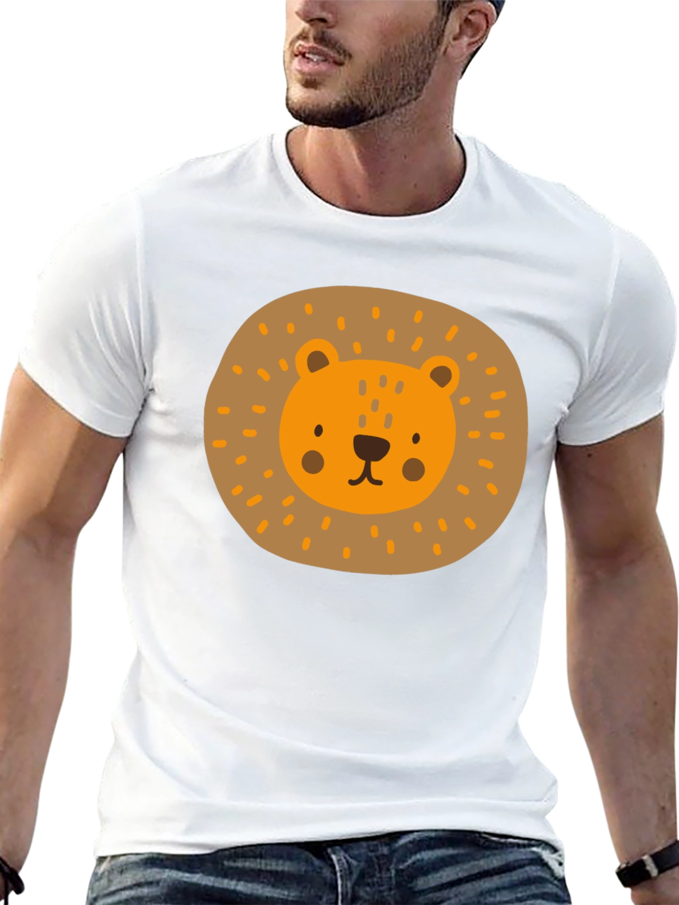 Cute Lion Graphic Tee - Mens Black T-Shirt