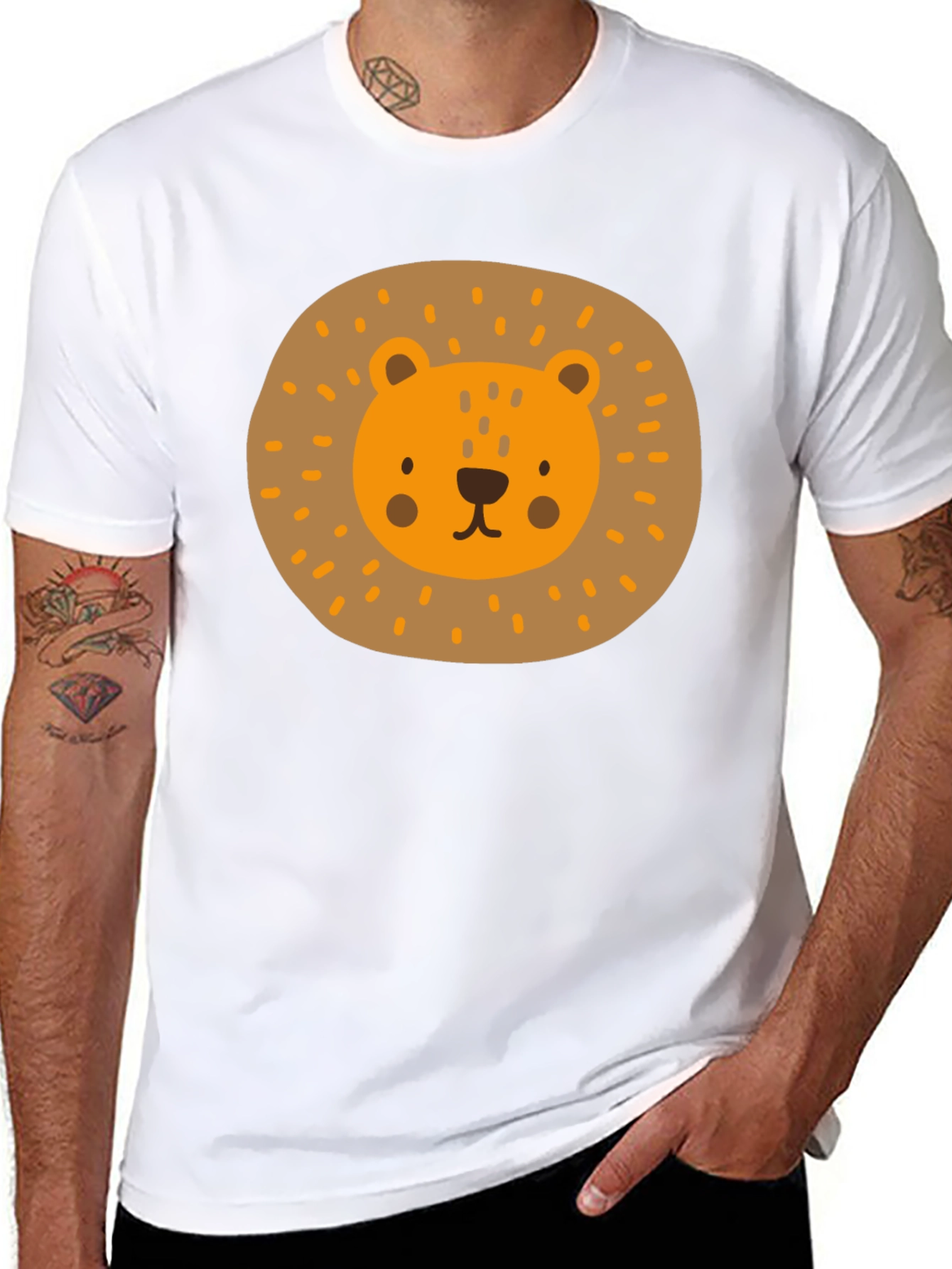 Cute Lion Graphic Tee - Mens Black T-Shirt