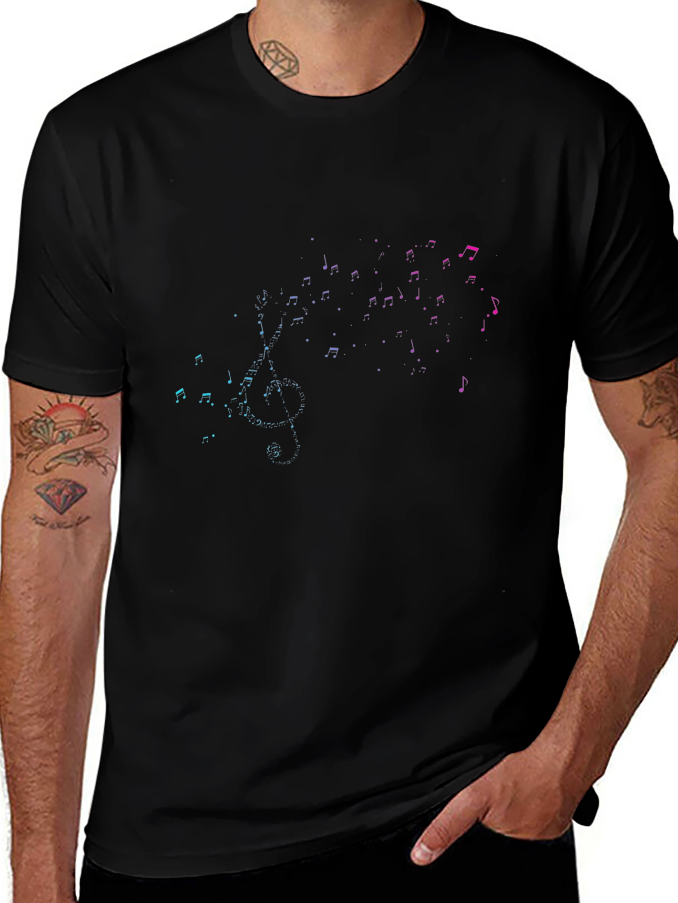 Musical Notes T-Shirt - Stylish Gradient Design