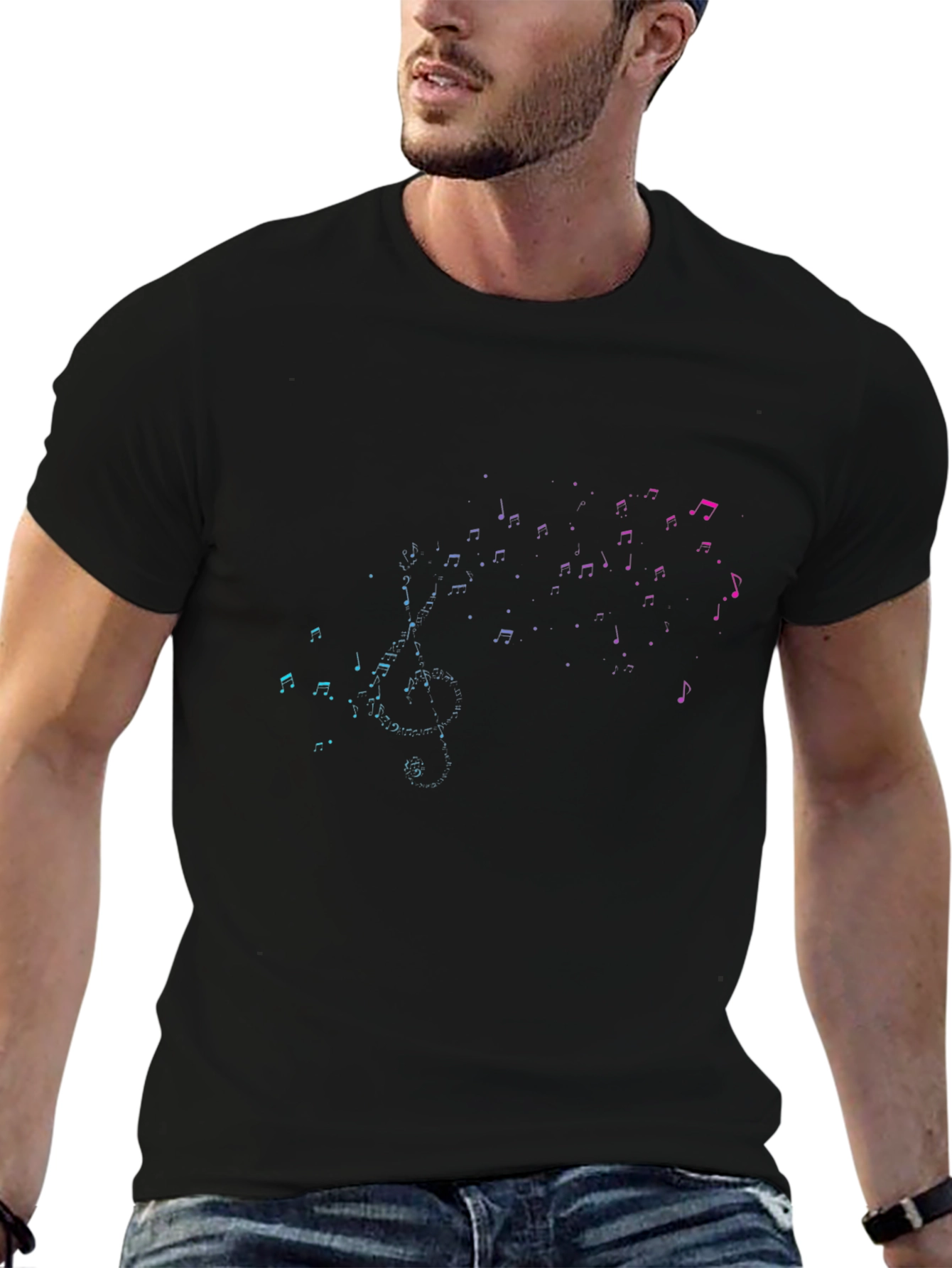 Musical Notes T-Shirt - Stylish Gradient Design