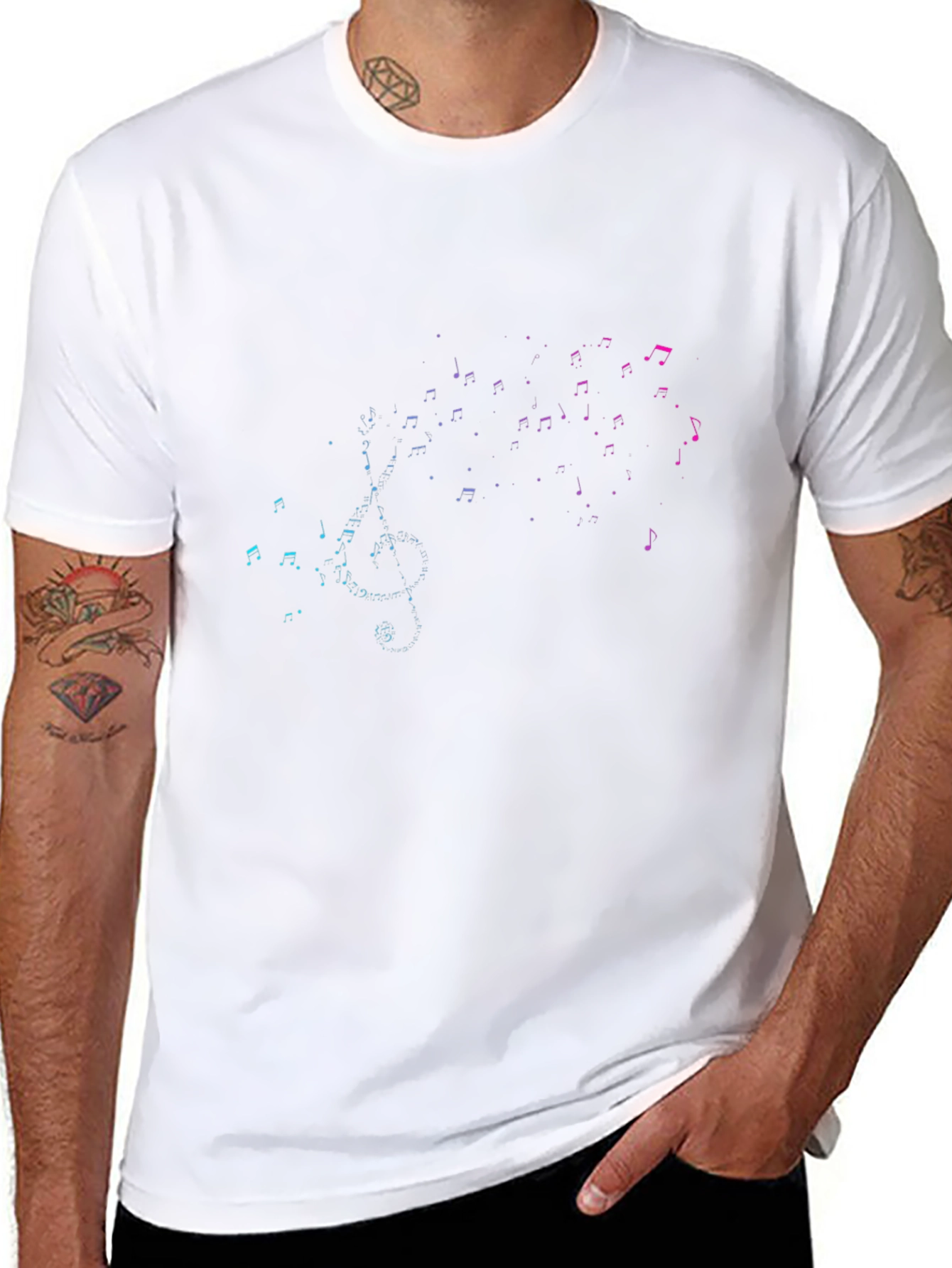 Musical Notes T-Shirt - Stylish Gradient Design