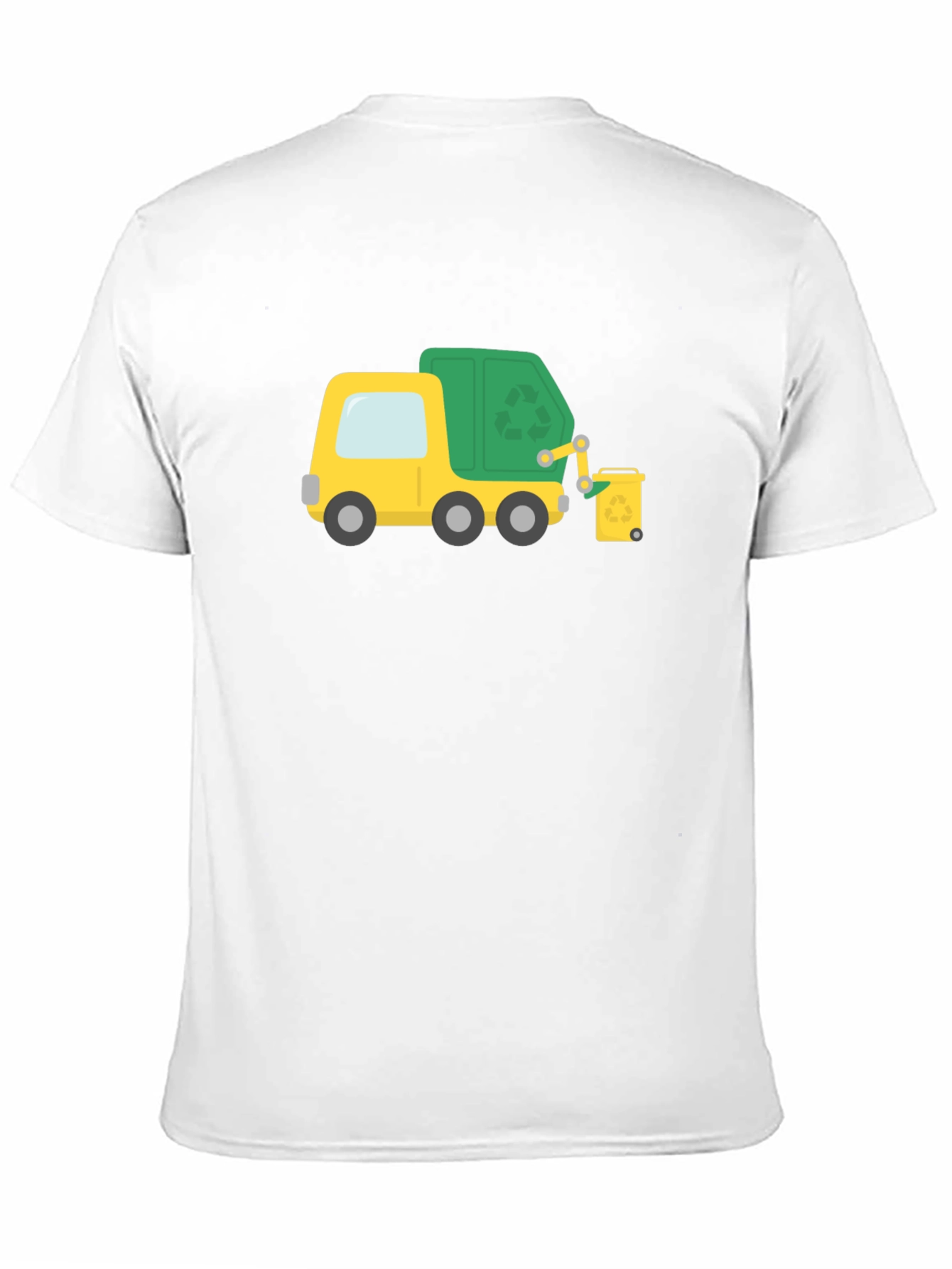 Garbage Truck Cartoon Black T-Shirt