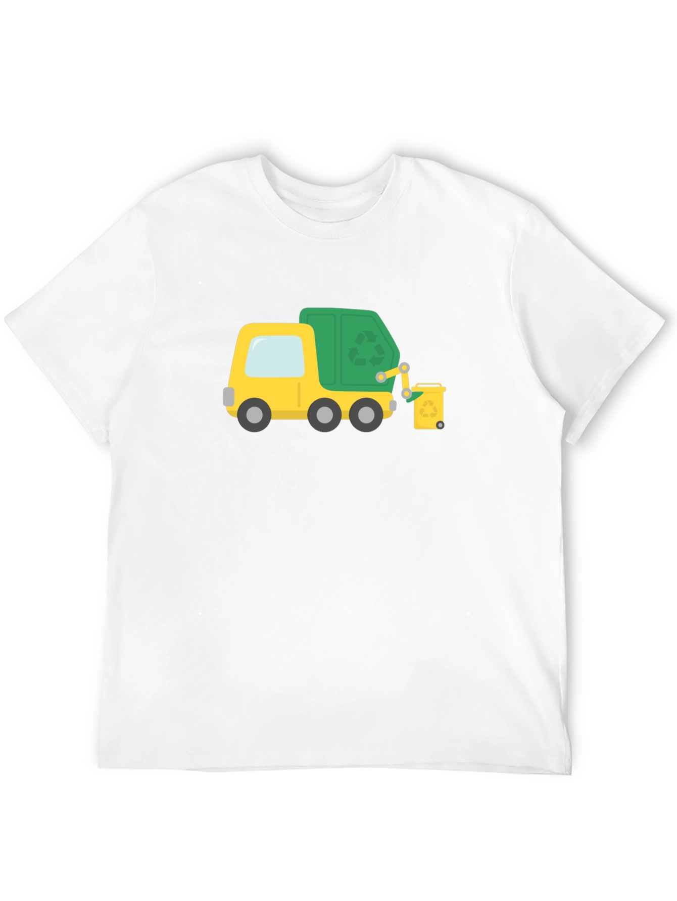 Garbage Truck Cartoon Black T-Shirt