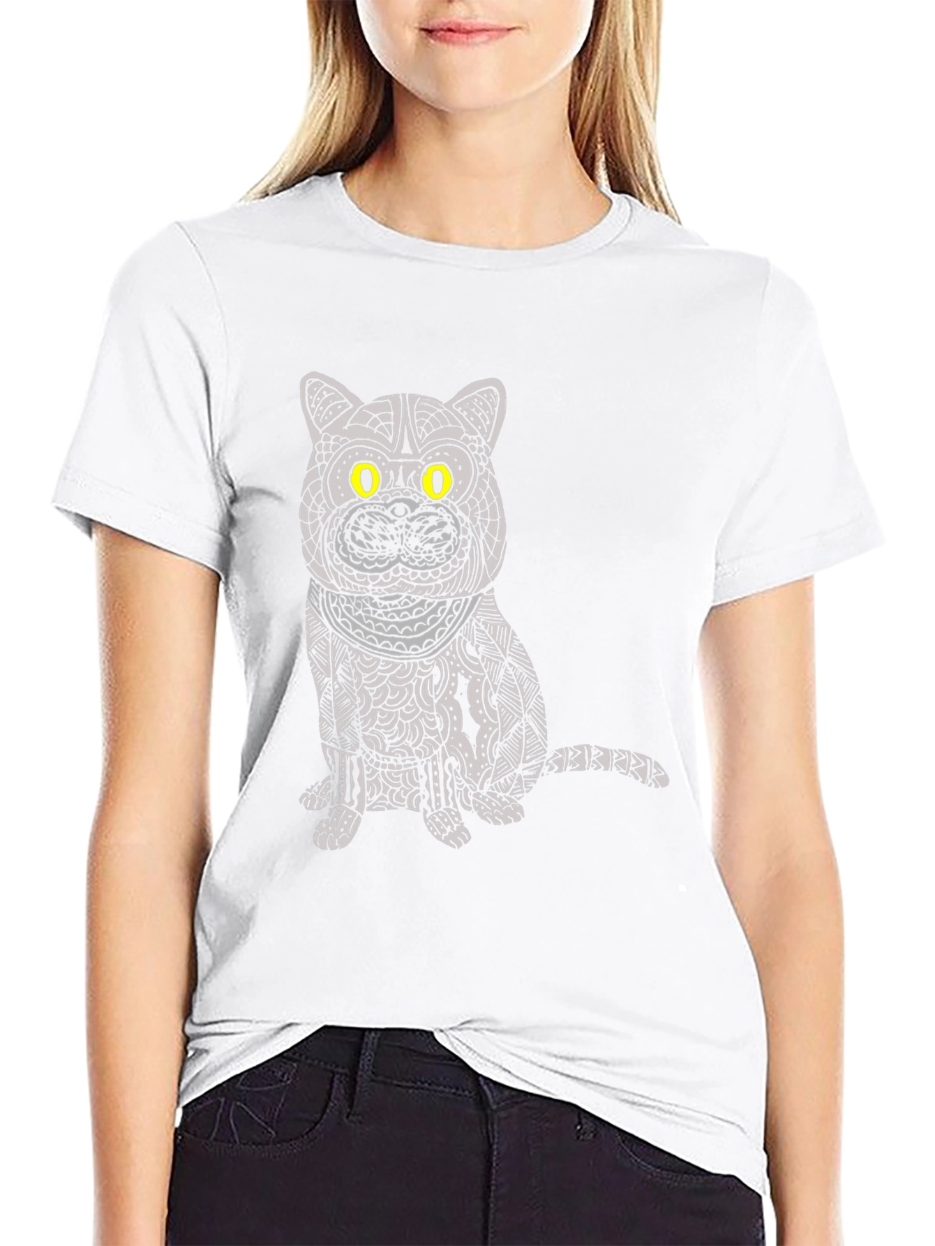 Cat Graphic Tee - Unique Patterned Design