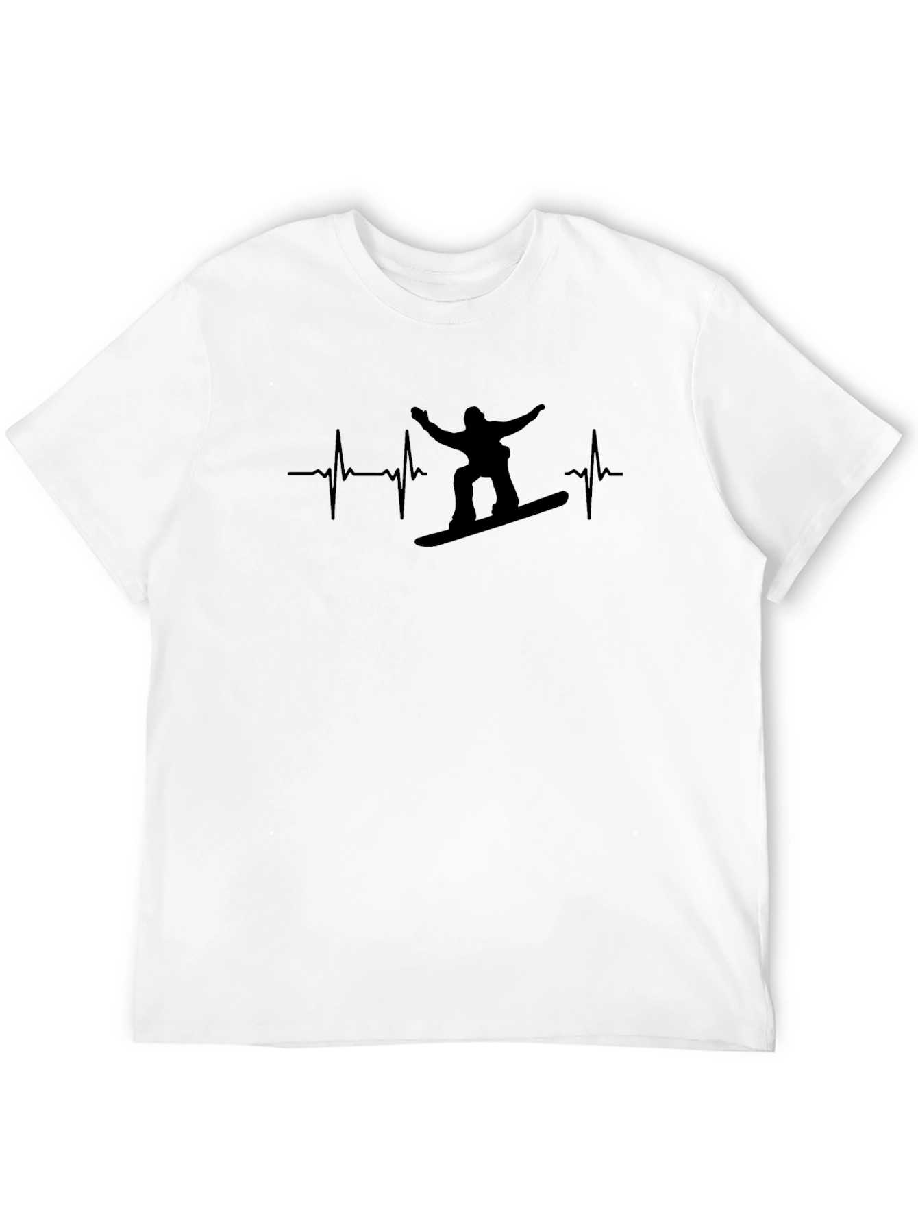 Mens Black Snowboard Heartbeat Graphic Tee