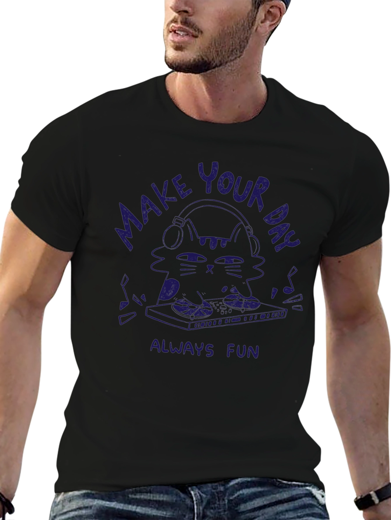 Make Your Day Always Fun Cat DJ T-Shirt