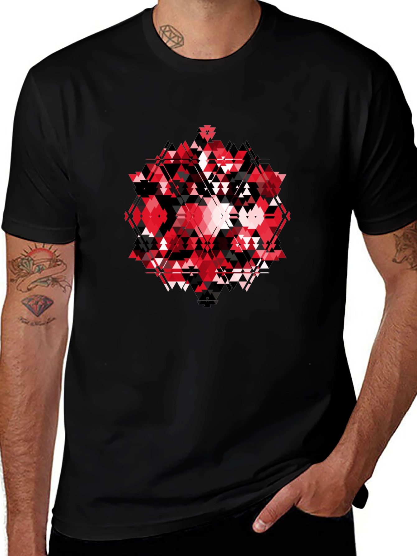 Geometric Print Black T-Shirt