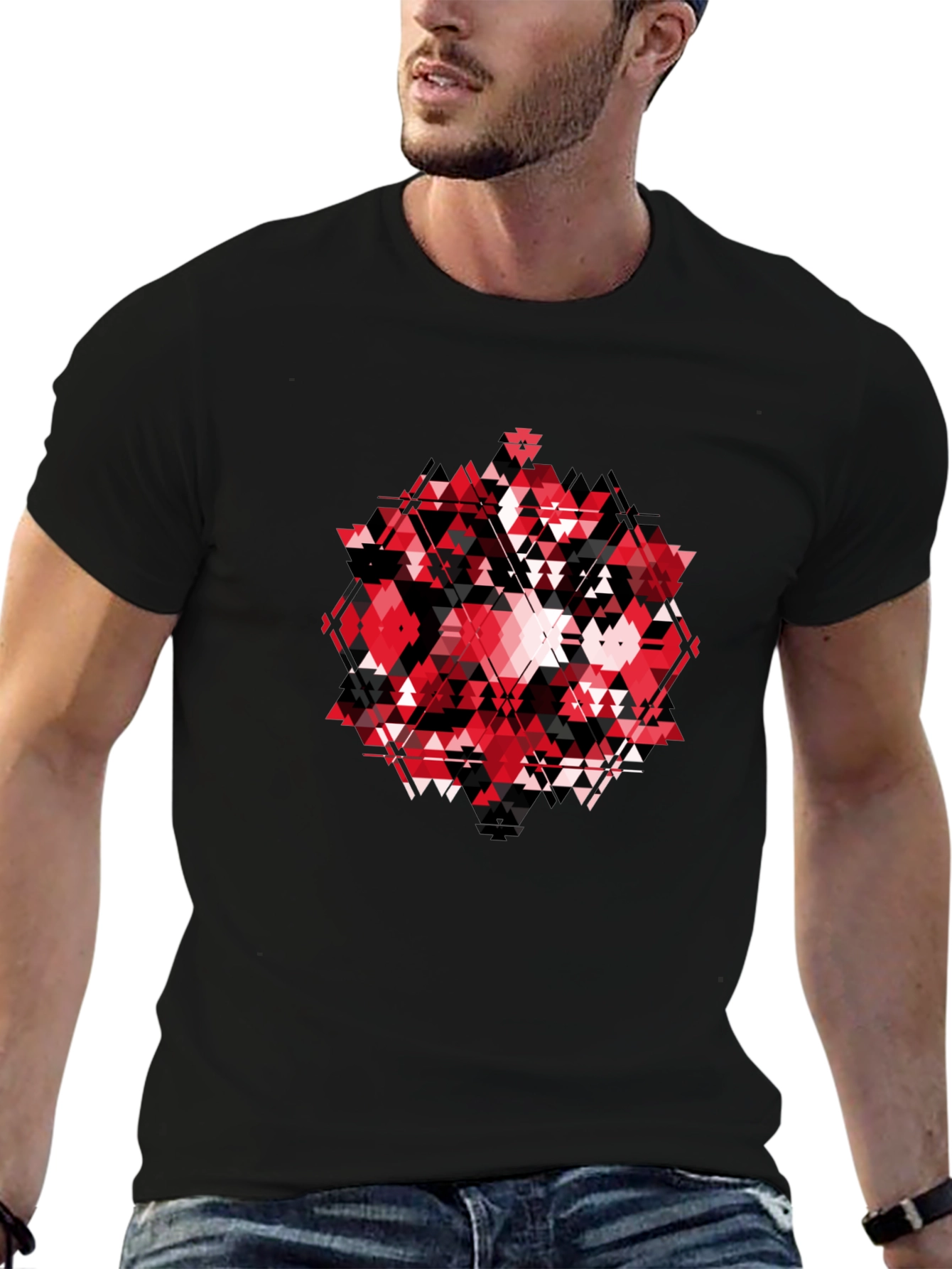 Geometric Print Black T-Shirt
