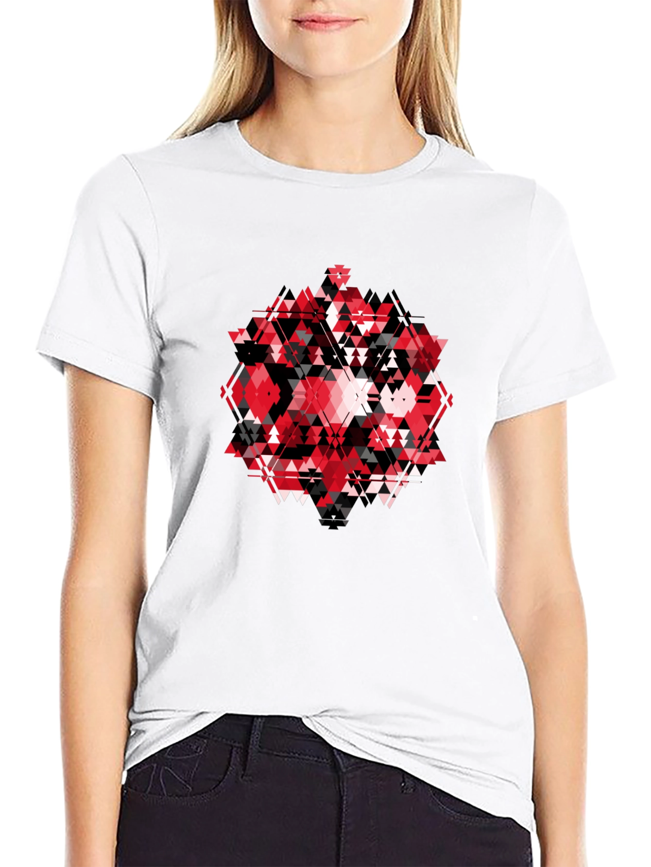 Geometric Print Black T-Shirt